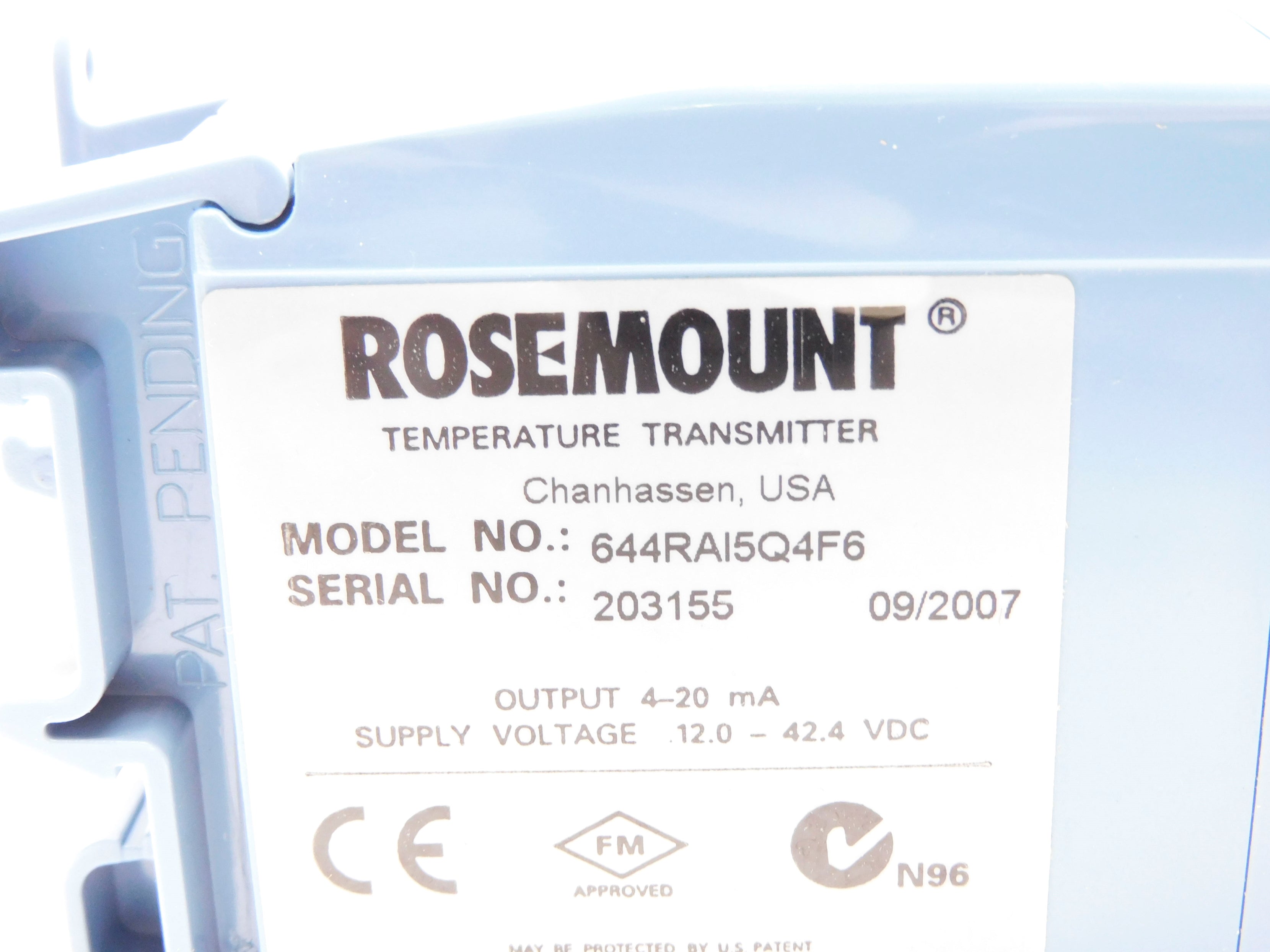 ROSEMOUNT 644RAI5Q4F6 12.0-42.4VDC 0-100'C NSNP