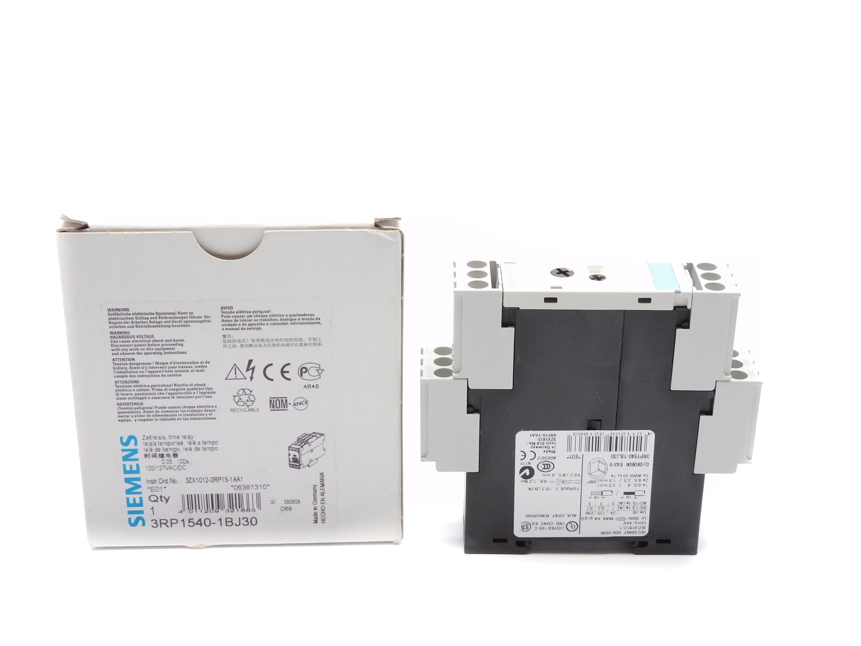 SIEMENS 3RP1540-1BJ30 100/127VAC/DC NSMP