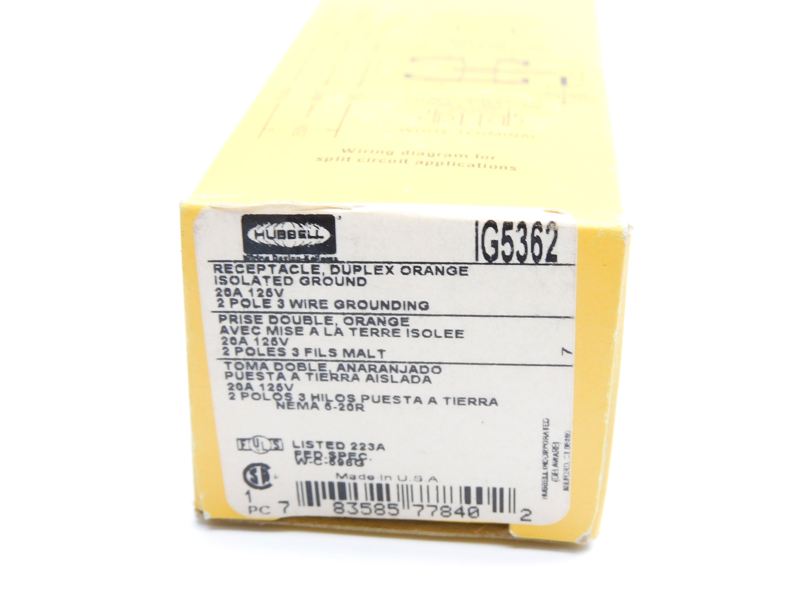 HUBBELL IG5362 125V 20A NSMP