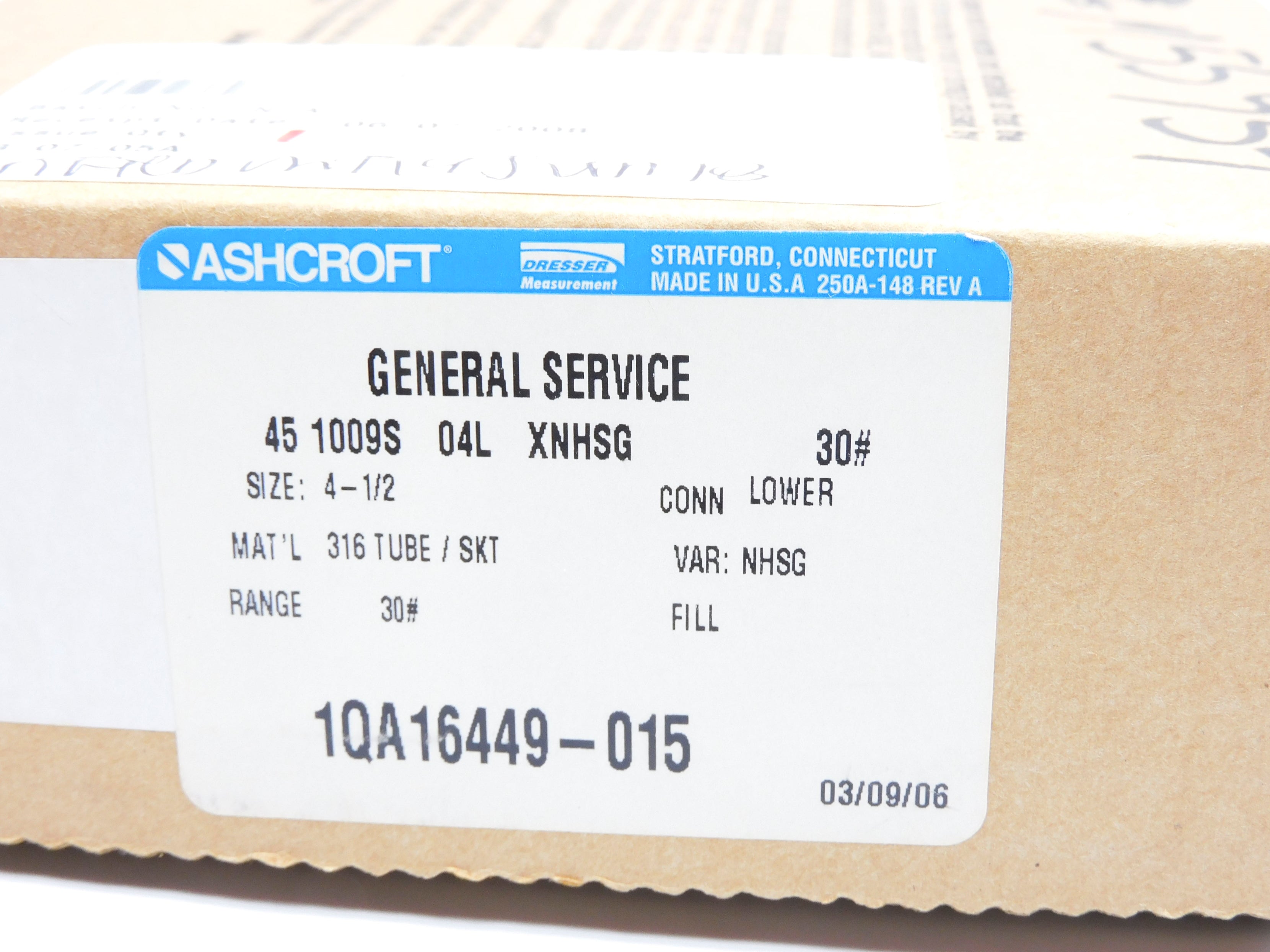 ASHCROFT 451009S04LXNHSG30 0-30PSI NSMP