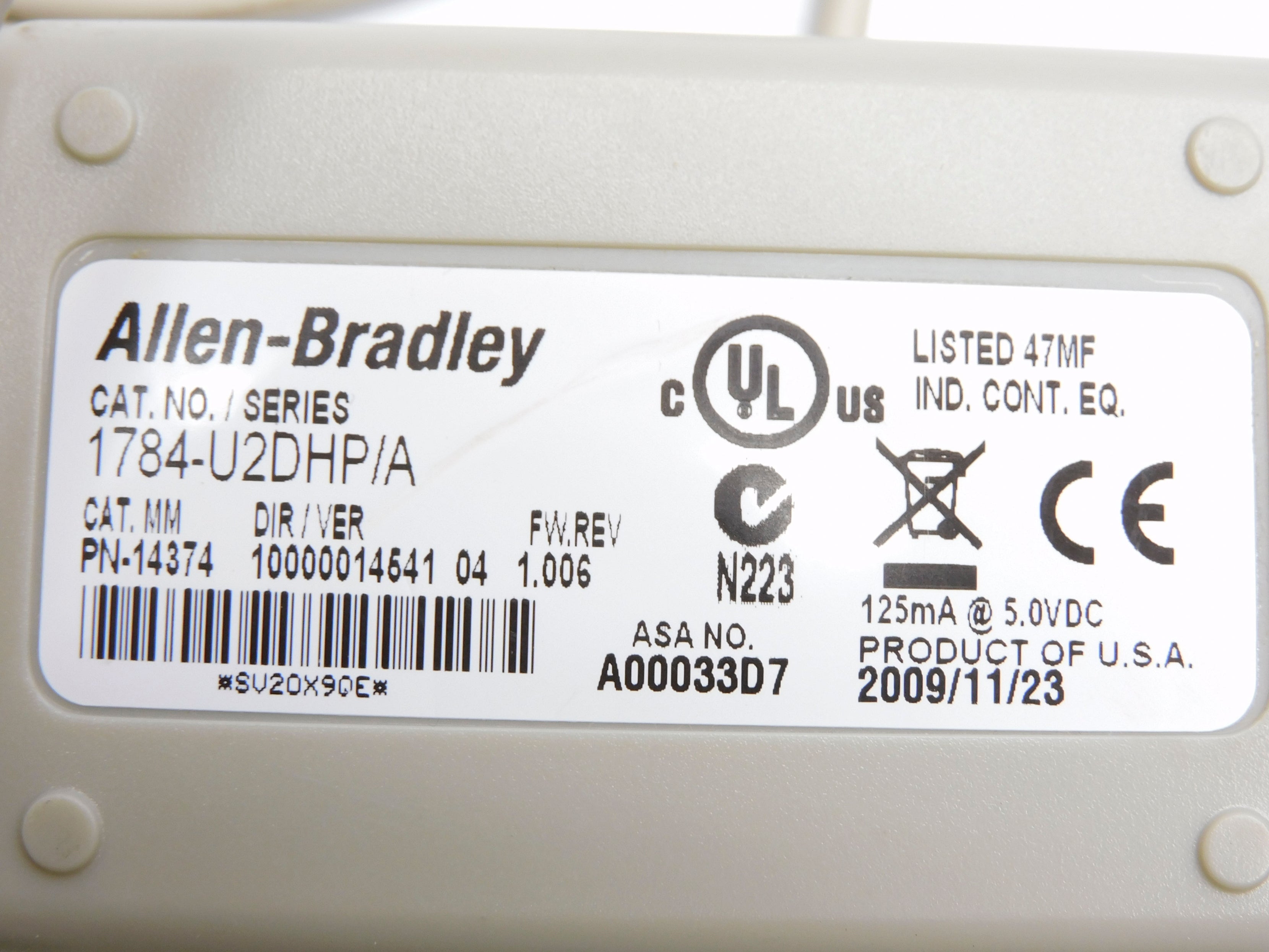 ALLEN BRADLEY 1784-U2DHP SER. A F/W 1.006 UNMP