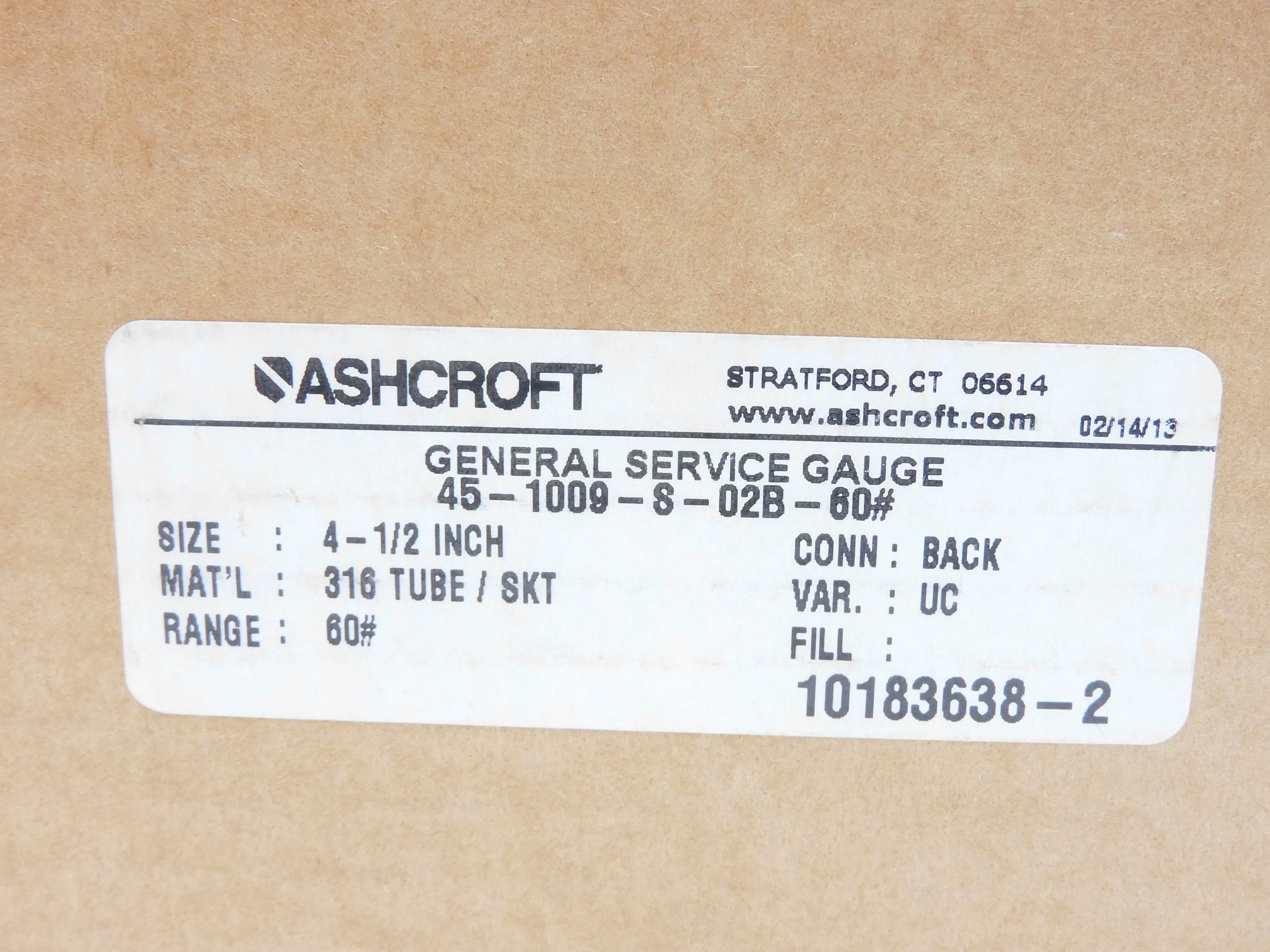 ASHCROFT 451009S02B60 0-60PSI NSMP