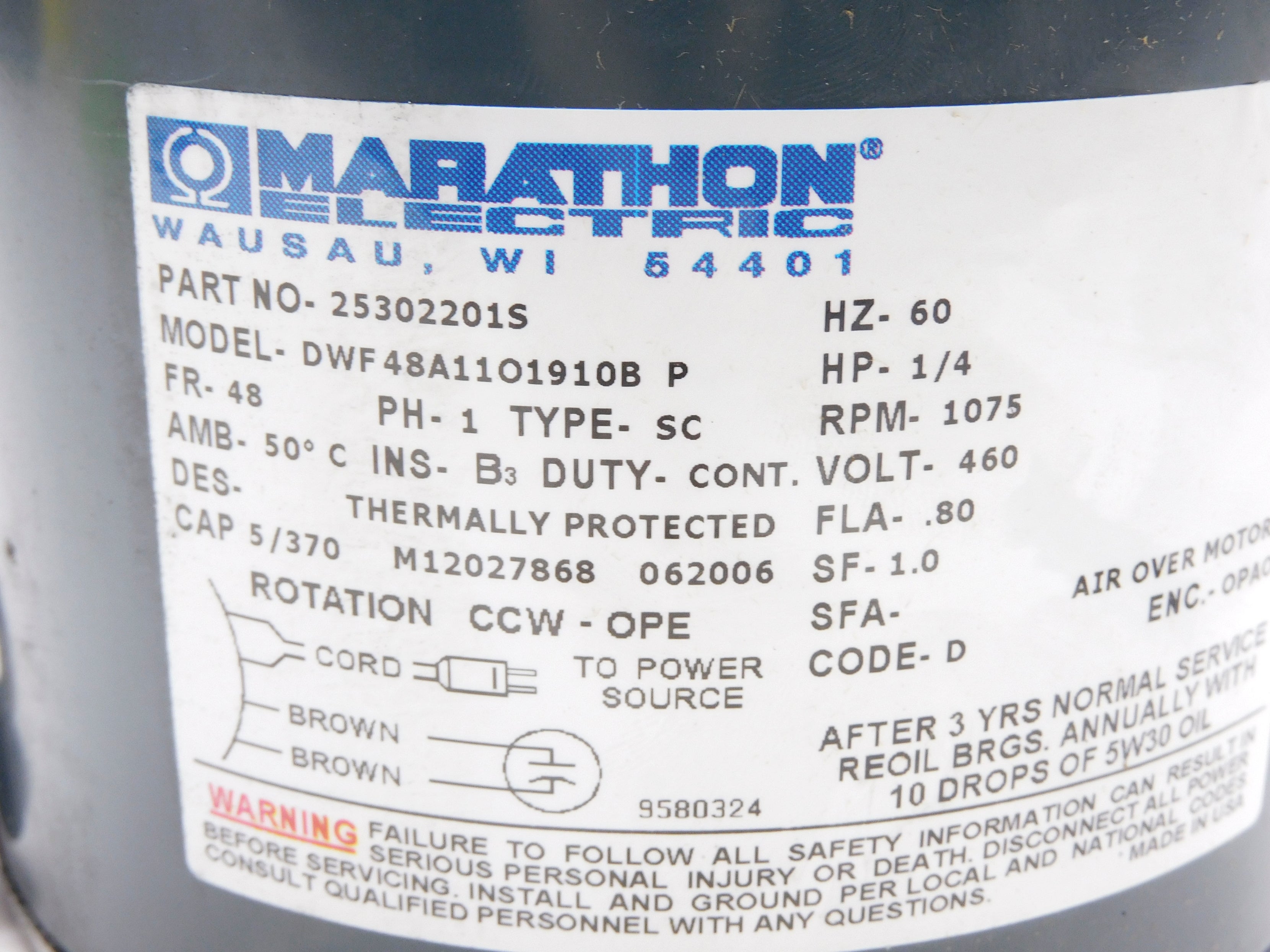 MARATHON ELECTRIC 25302201S NSNP