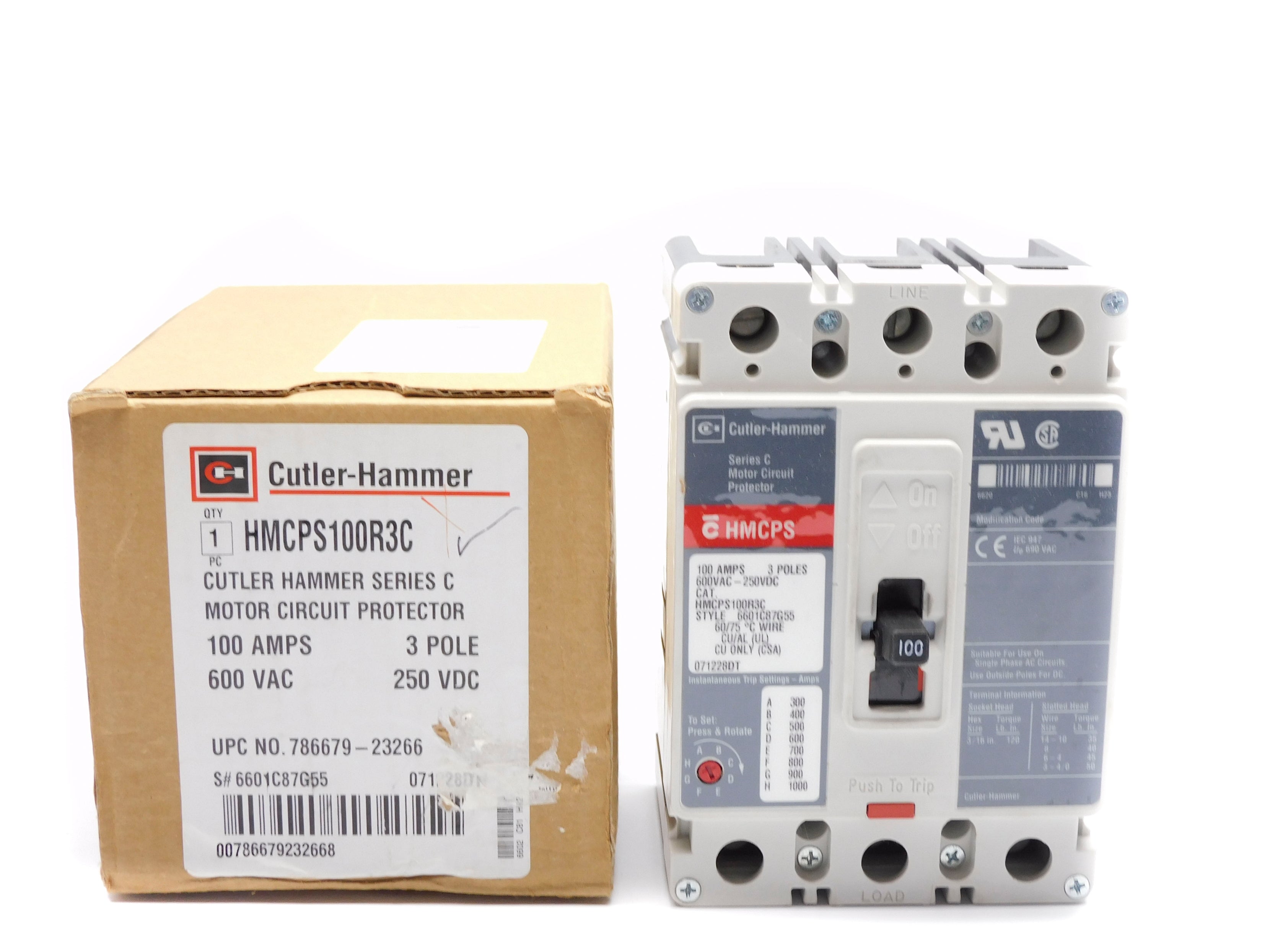 CUTLER HAMMER HMCPS100R3C SER. C 100A 600VAC (GRAY) NSMP