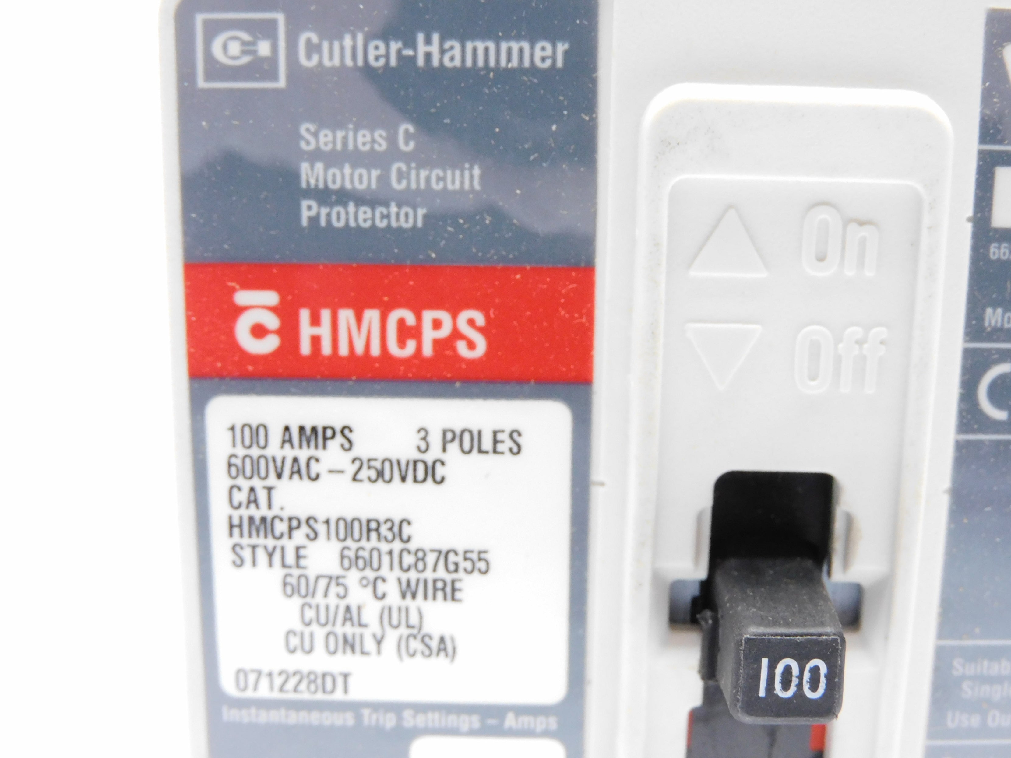 CUTLER HAMMER HMCPS100R3C SER. C 100A 600VAC (GRAY) NSMP