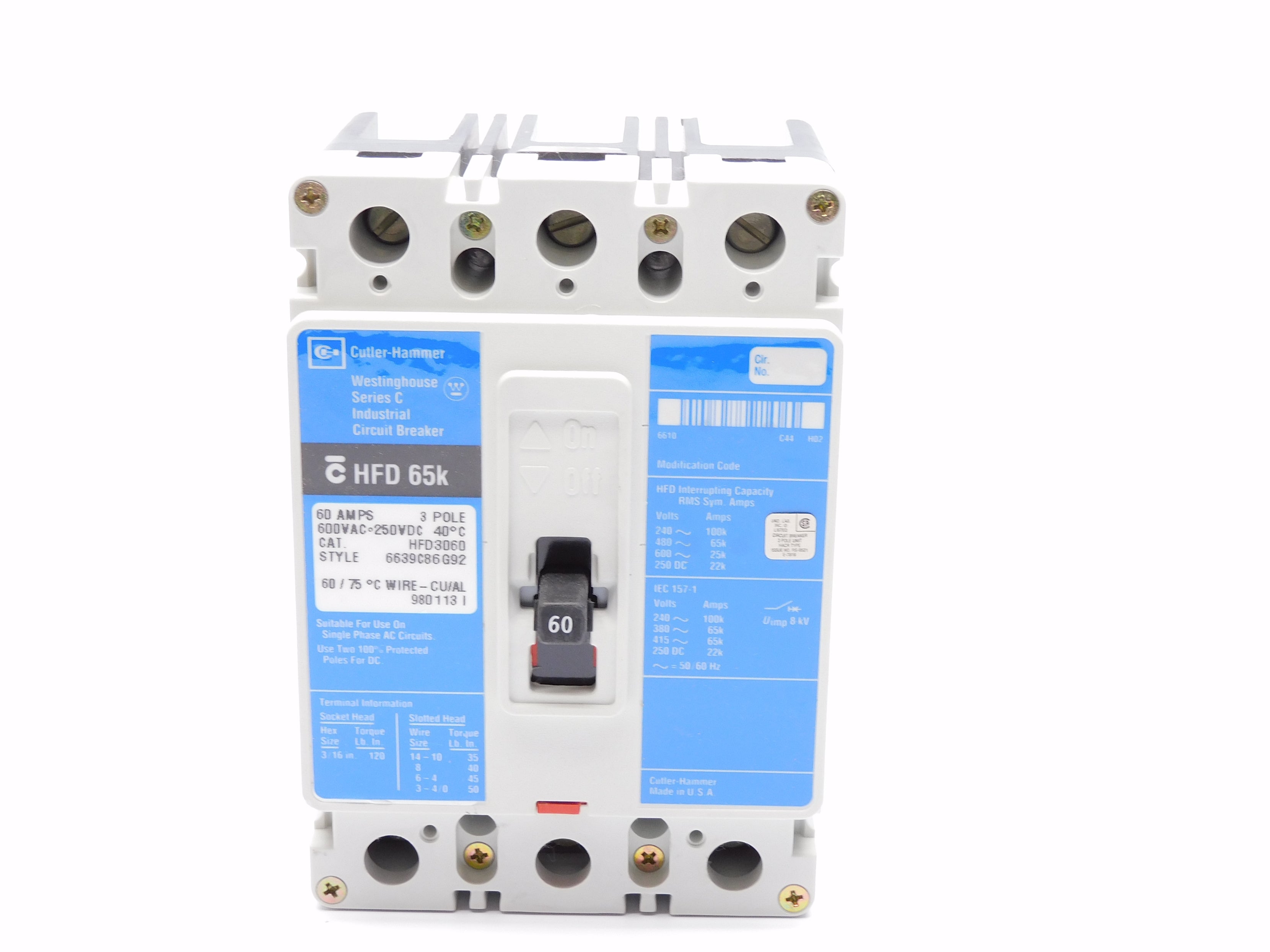 CUTLER HAMMER HFD3060 SER. C 60A 600VAC (BLUE) NSMP