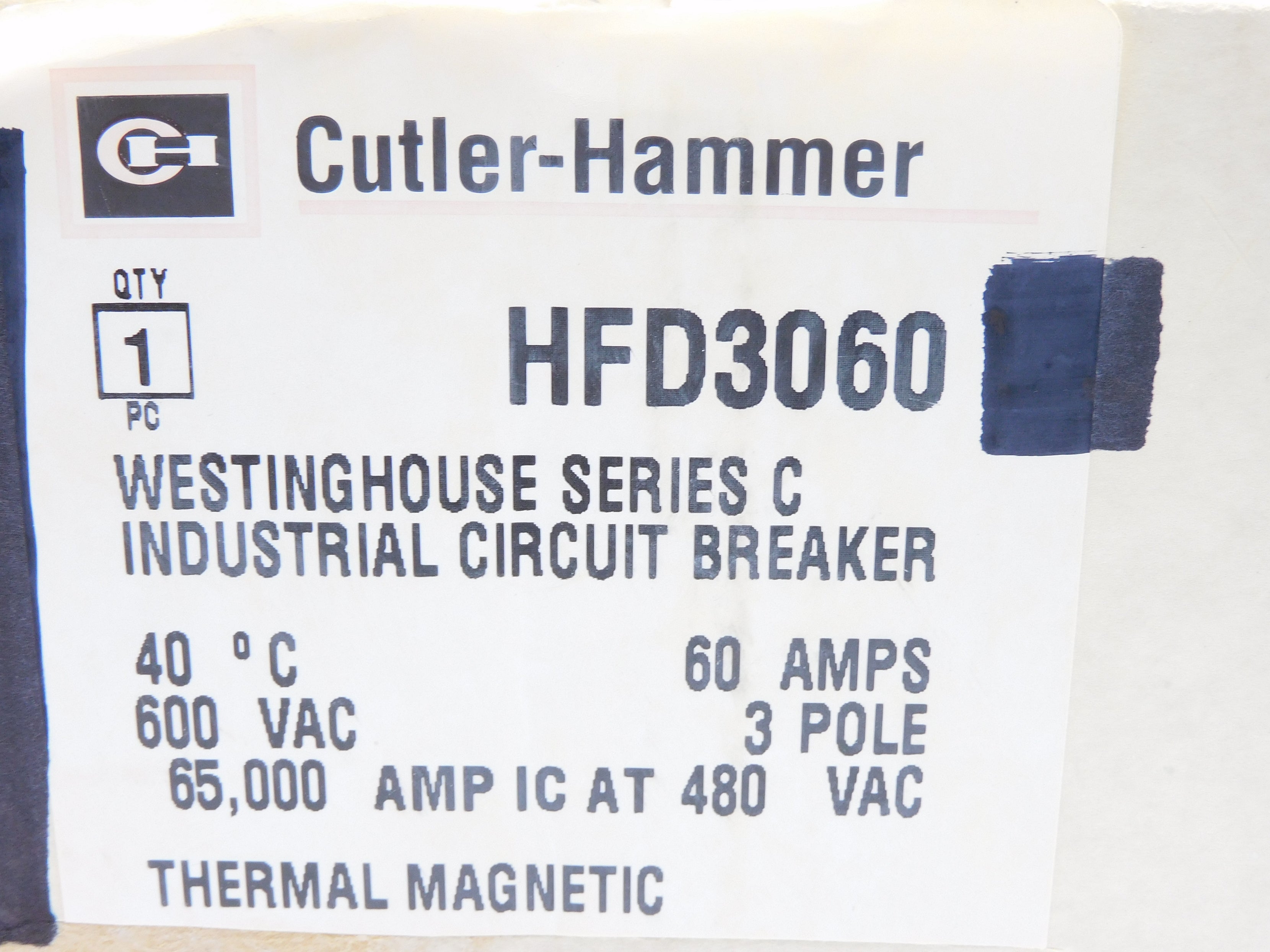 CUTLER HAMMER HFD3060 SER. C 60A 600VAC (BLUE) NSMP