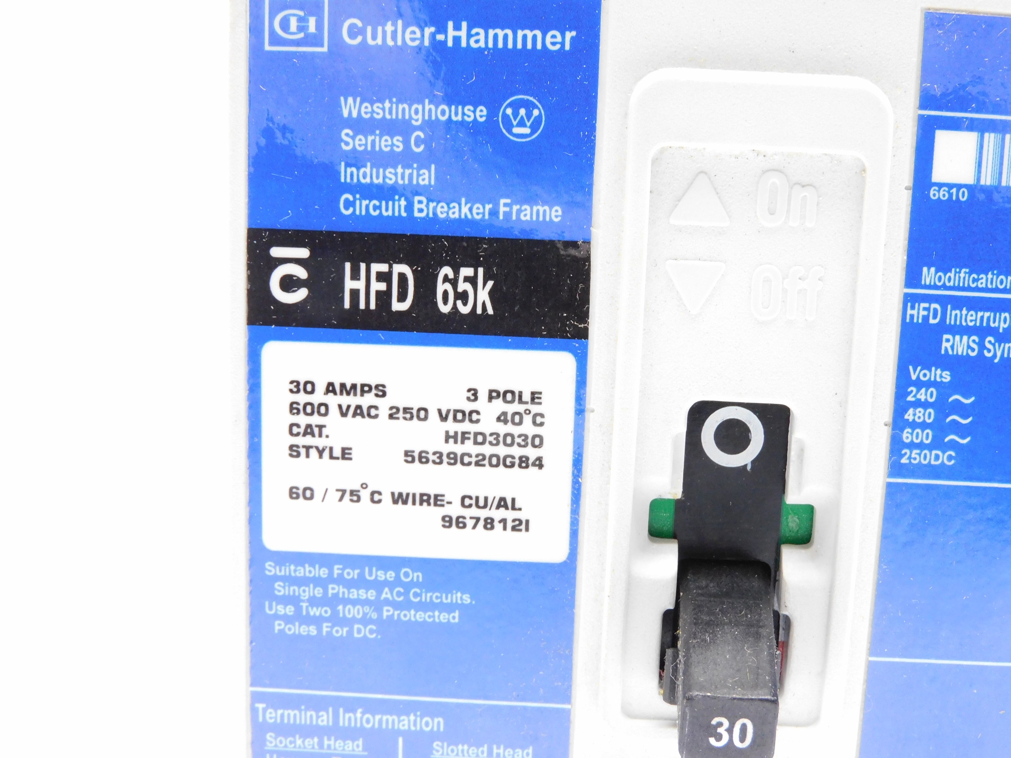CUTLER HAMMER HFD3030 SER. C 30A 600VAC (BLUE) NSMP