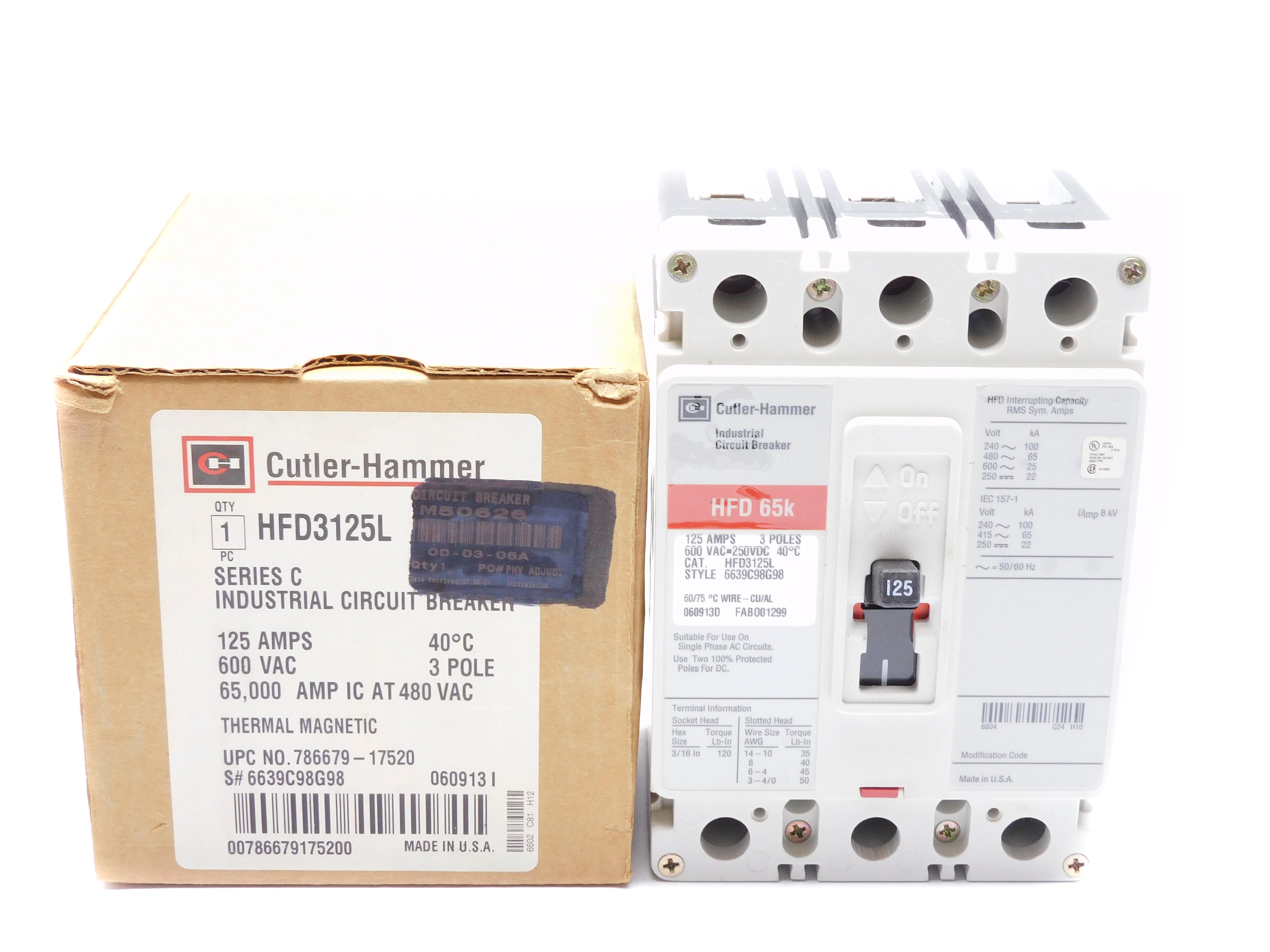 CUTLER HAMMER HFD3125L SER. C 125A 600VAC (WHITE) NSMP