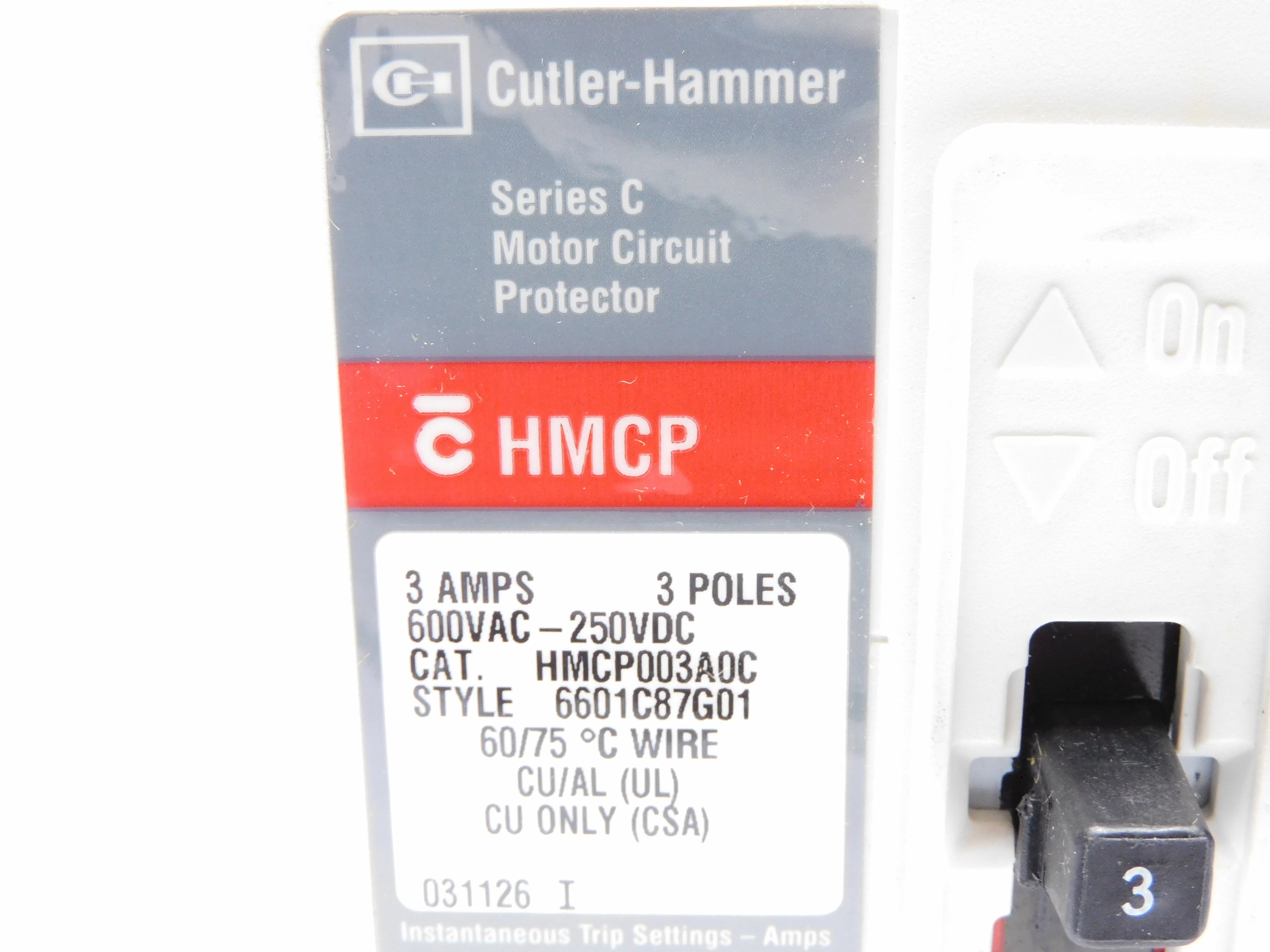 CUTLER HAMMER HMCP003A0C 3A (GREY) (AS PICTURED) NSMP