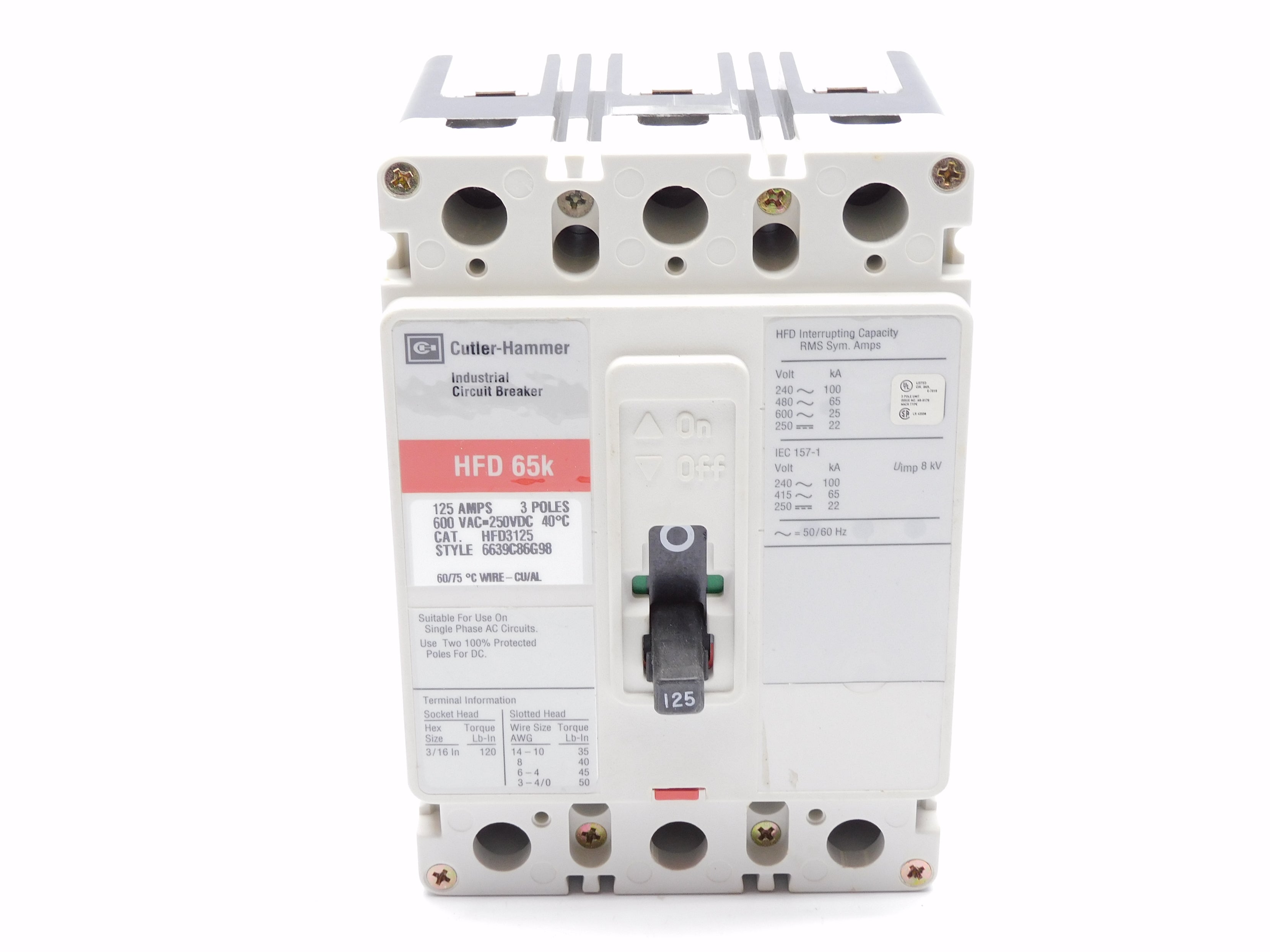 CUTLER HAMMER HFD3125 SER. C 125A 600VAC (WHITE) NSMP