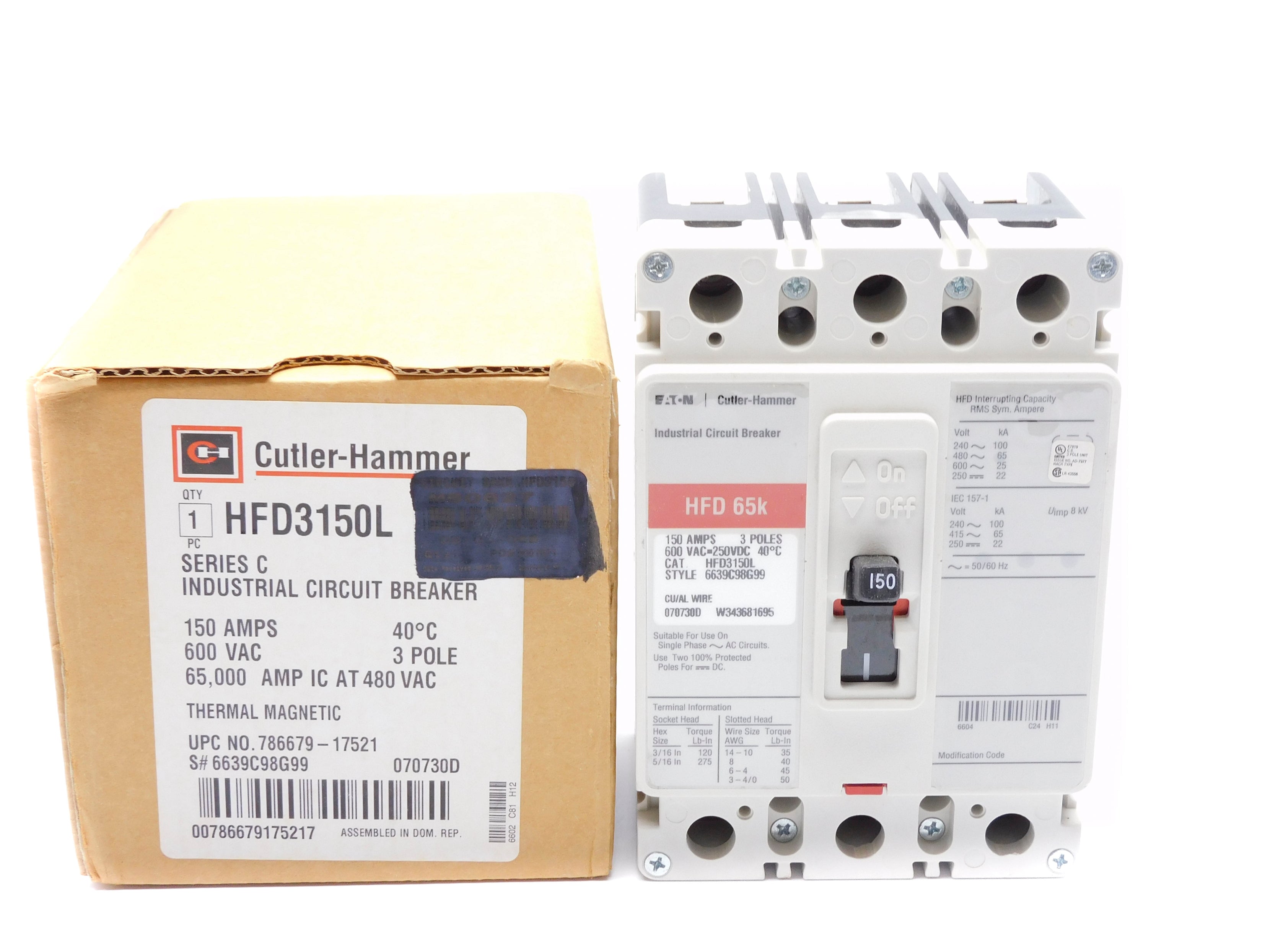 CUTLER HAMMER HFD3150L SER. C 150A 600VAC (WHITE) NSMP