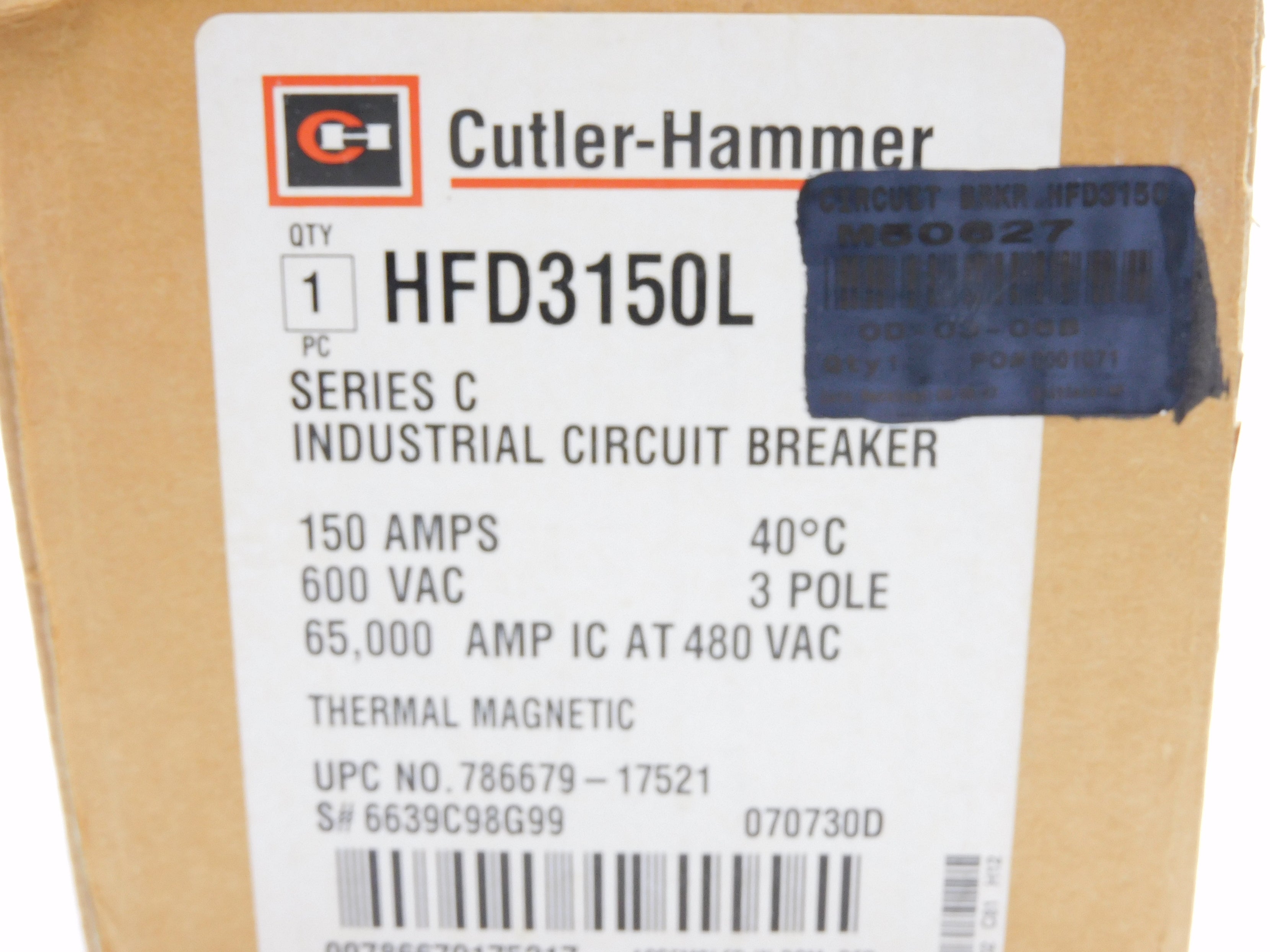 CUTLER HAMMER HFD3150L SER. C 150A 600VAC (WHITE) NSMP