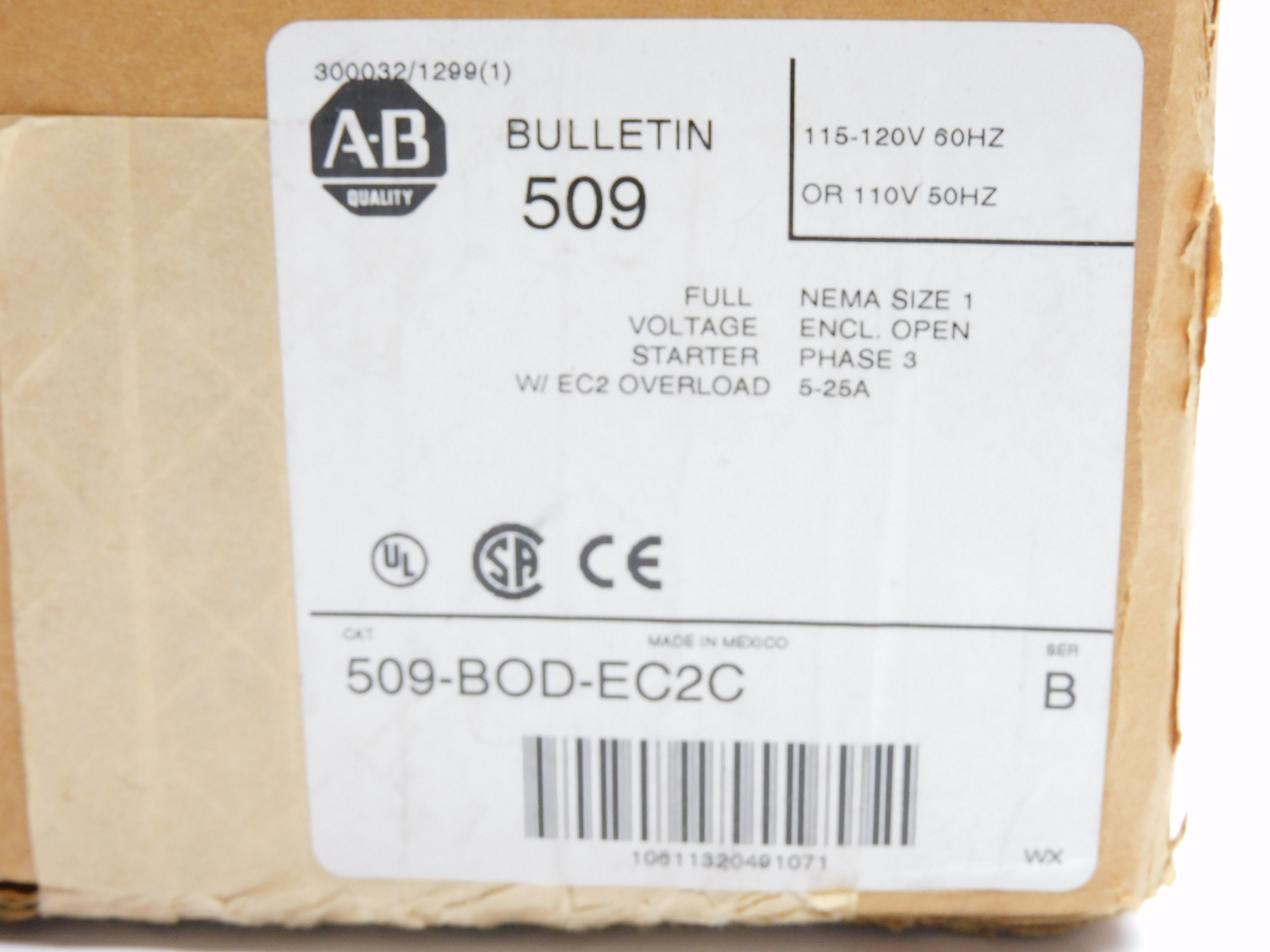 ALLEN BRADLEY 509-BOD-EC2C SER. B (BR/WH) NSMP