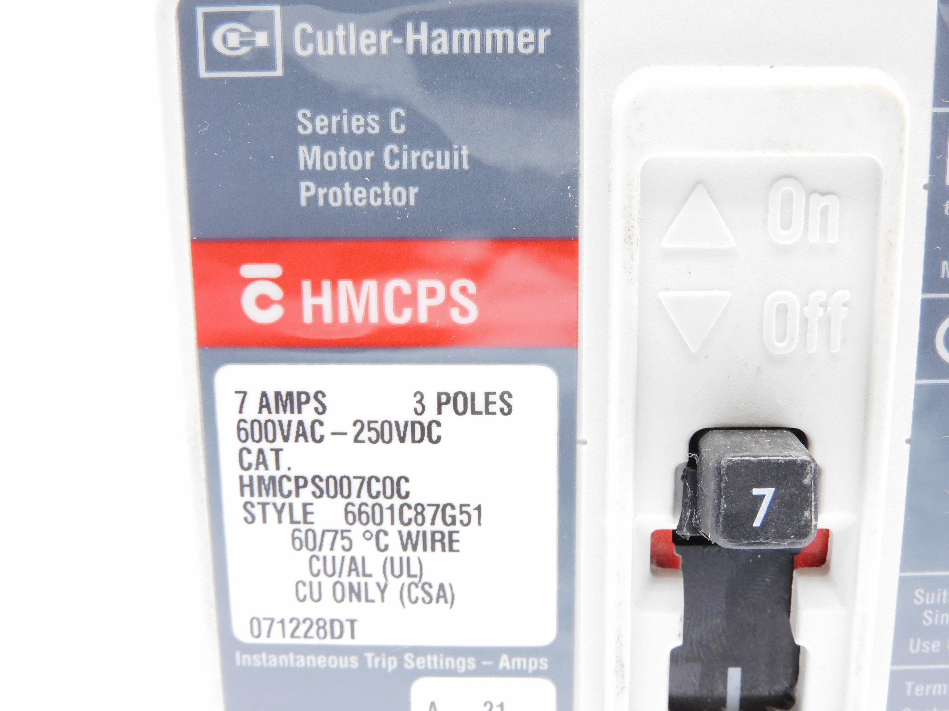 CUTLER HAMMER HMCPS007C0C SER. C 7A 600VAC (GRAY) NSNP