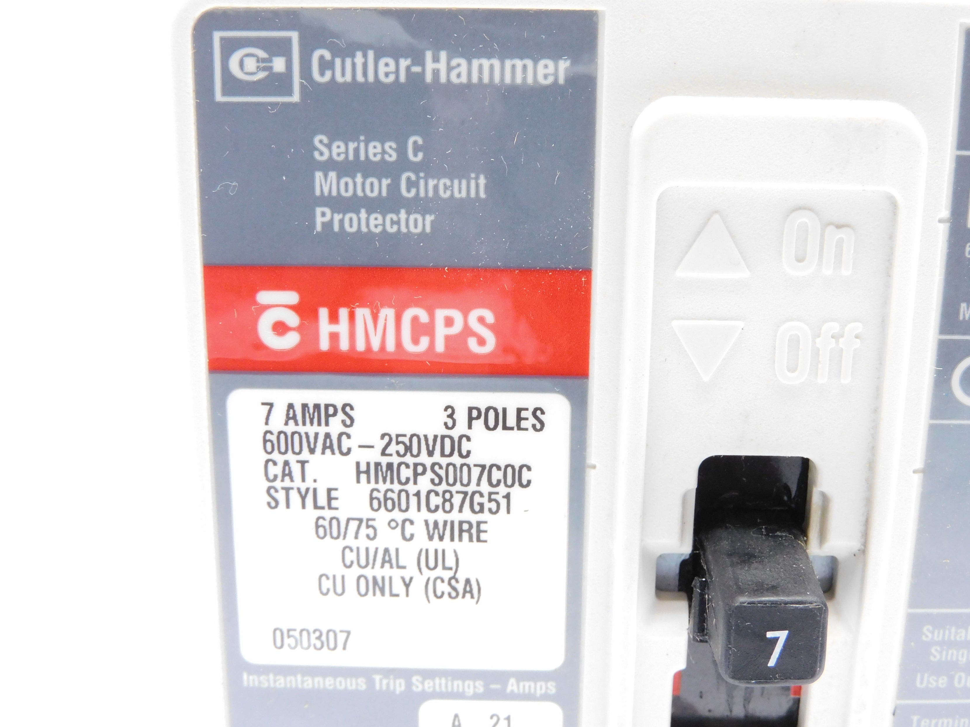 CUTLER HAMMER HMCPS007C0C SER. C 7A 600VAC (GRAY) UNMP