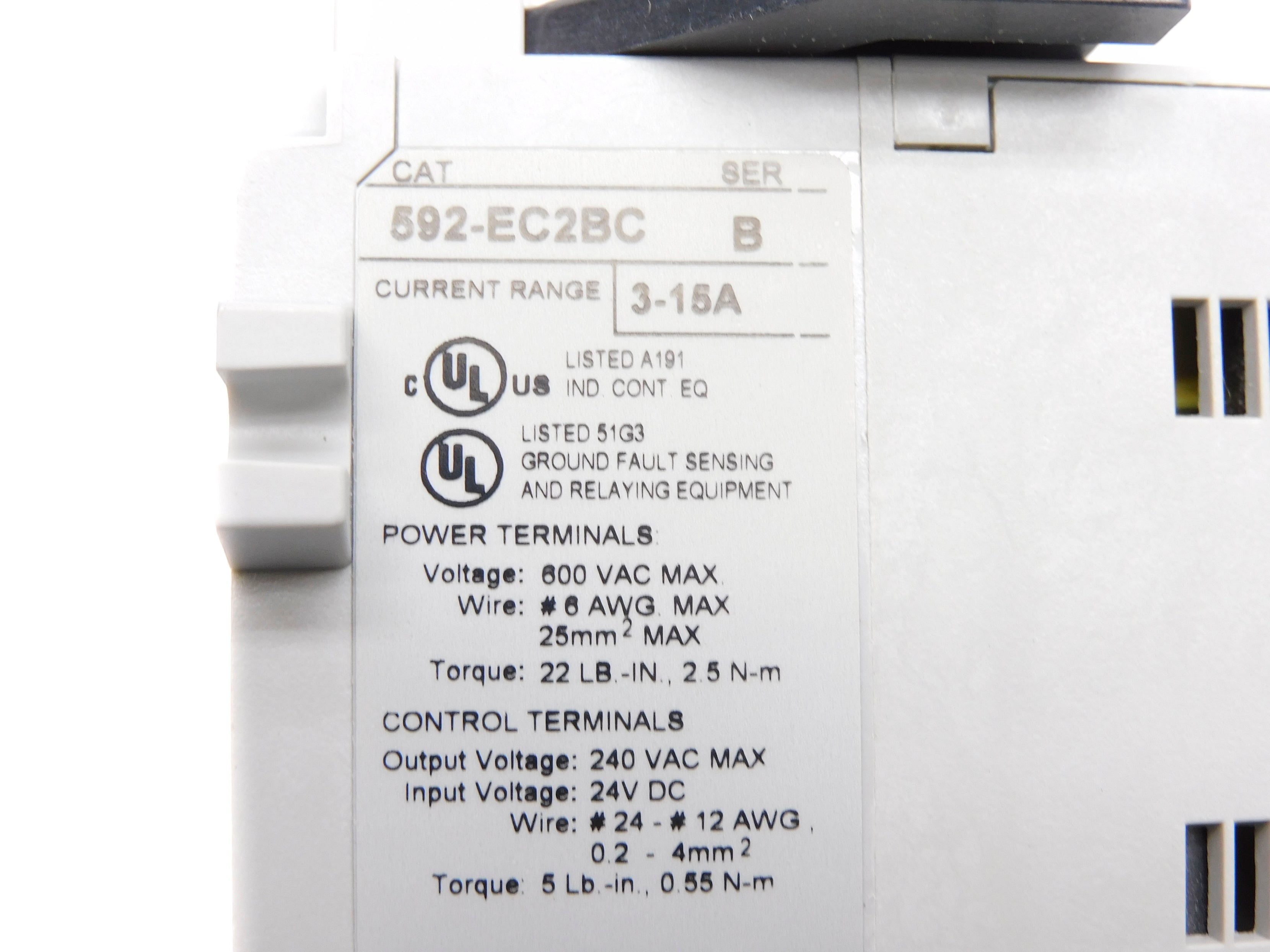 ALLEN BRADLEY 592-EC2BC SER. B F/W 3.003 600VAC 3-15A NSNP