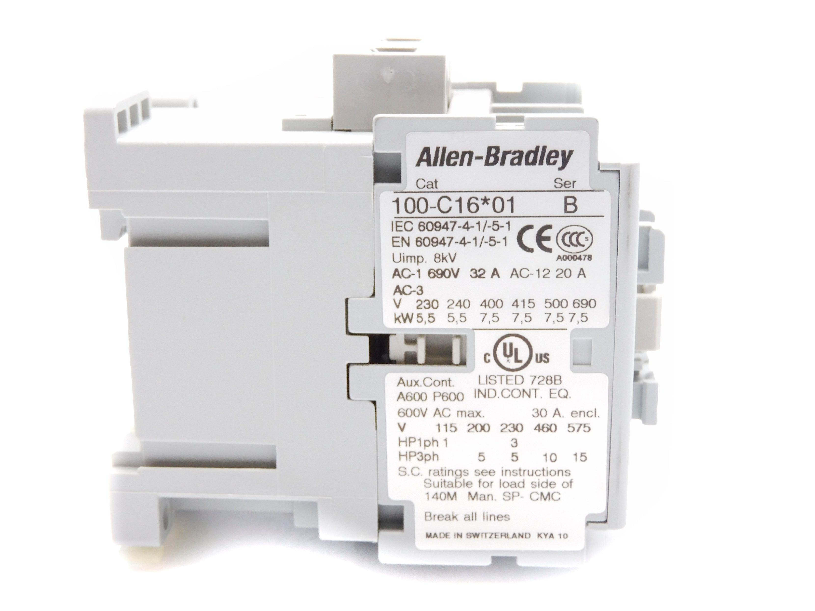 ALLEN BRADLEY 100-C16D01 SER. B 110/50 120/60 (BR/WH) NSMP