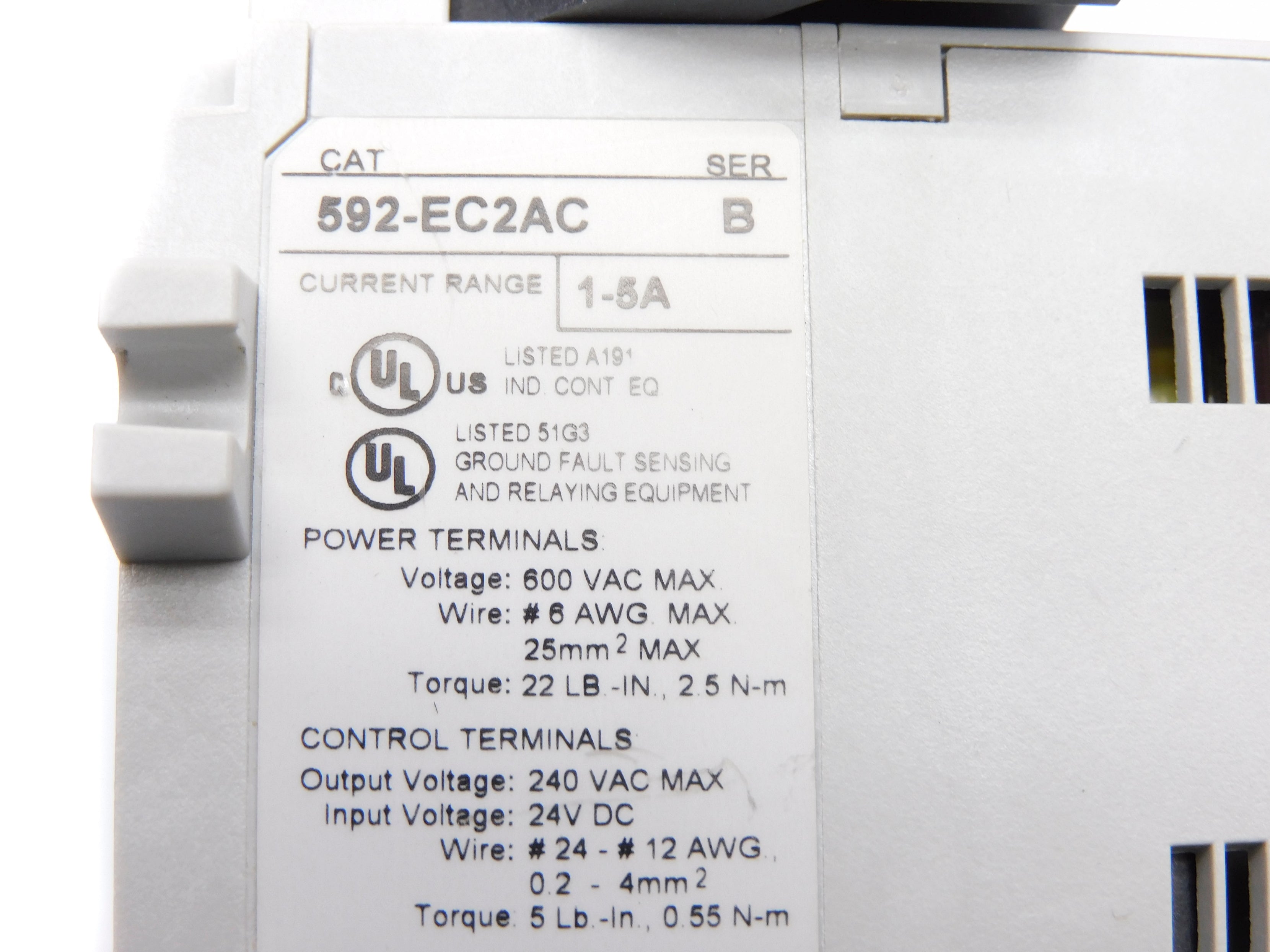ALLEN BRADLEY 592-EC2AC SER. B F/W 3.003 600VAC 1-5A UNMP