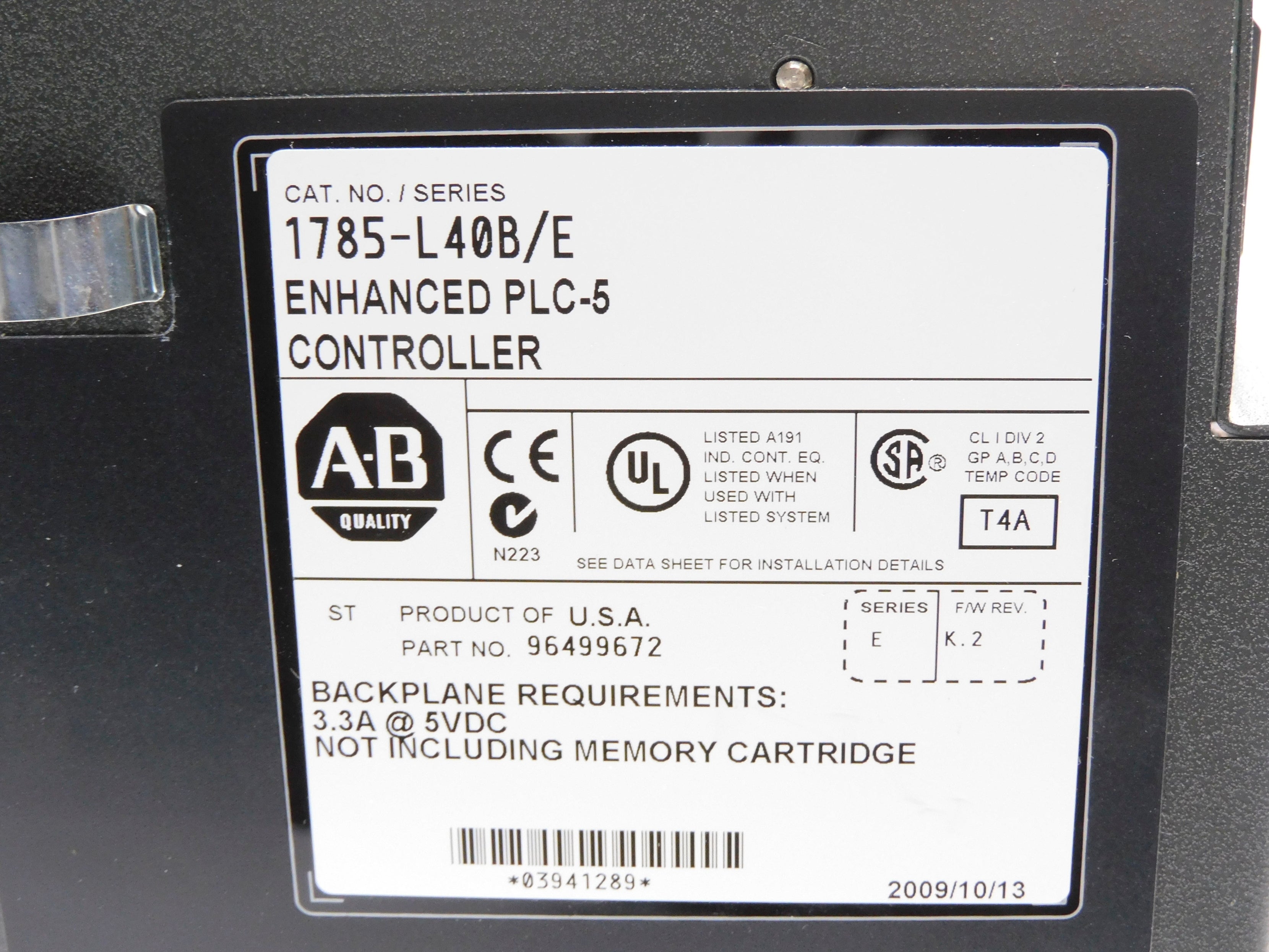 ALLEN BRADLEY 1785-L40B SER. B F/W K.2 UNMP