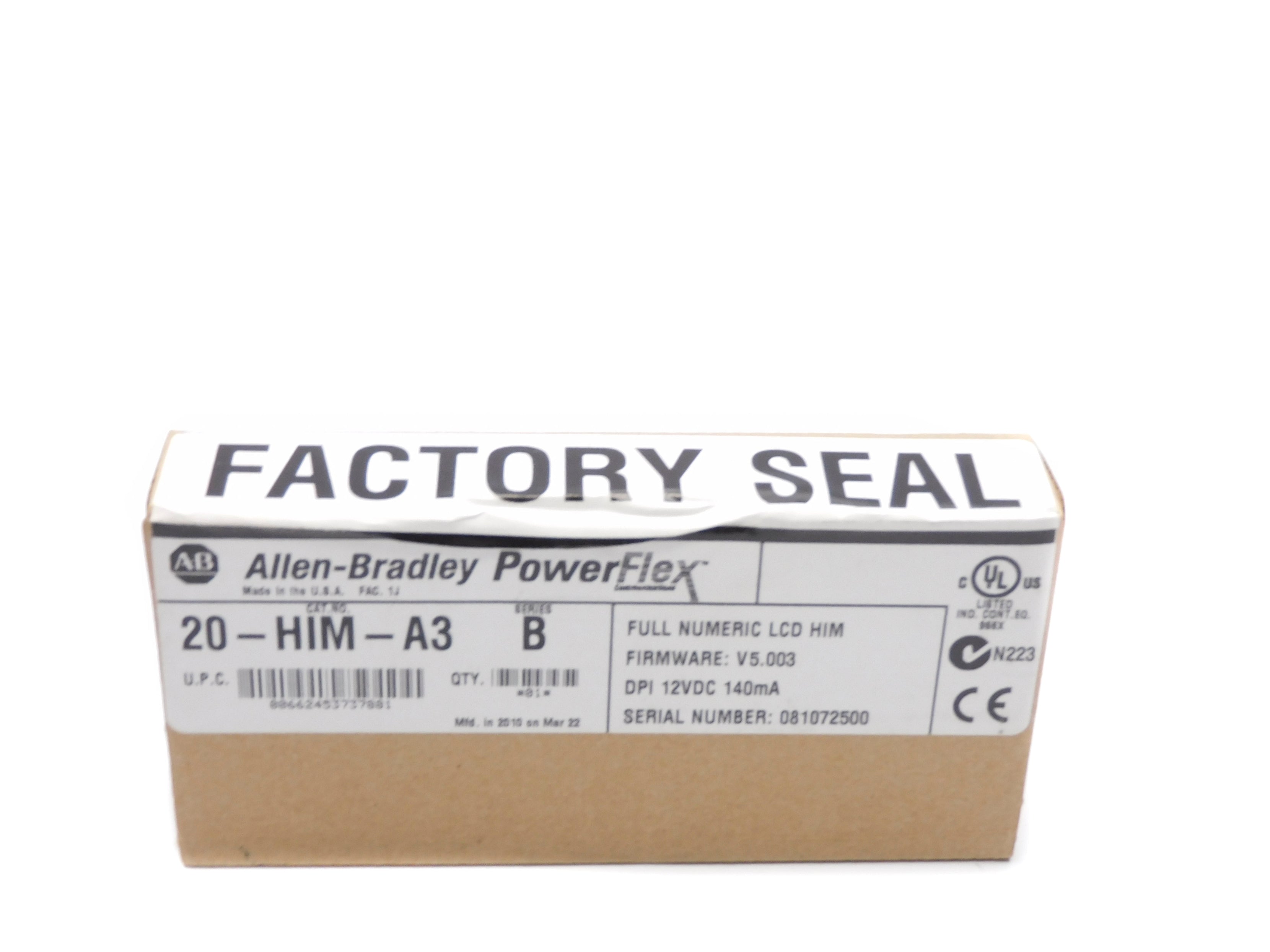 ALLEN BRADLEY 20-HIM-A3 SER. B F/W 5.003 DATE: 2010 NSFS