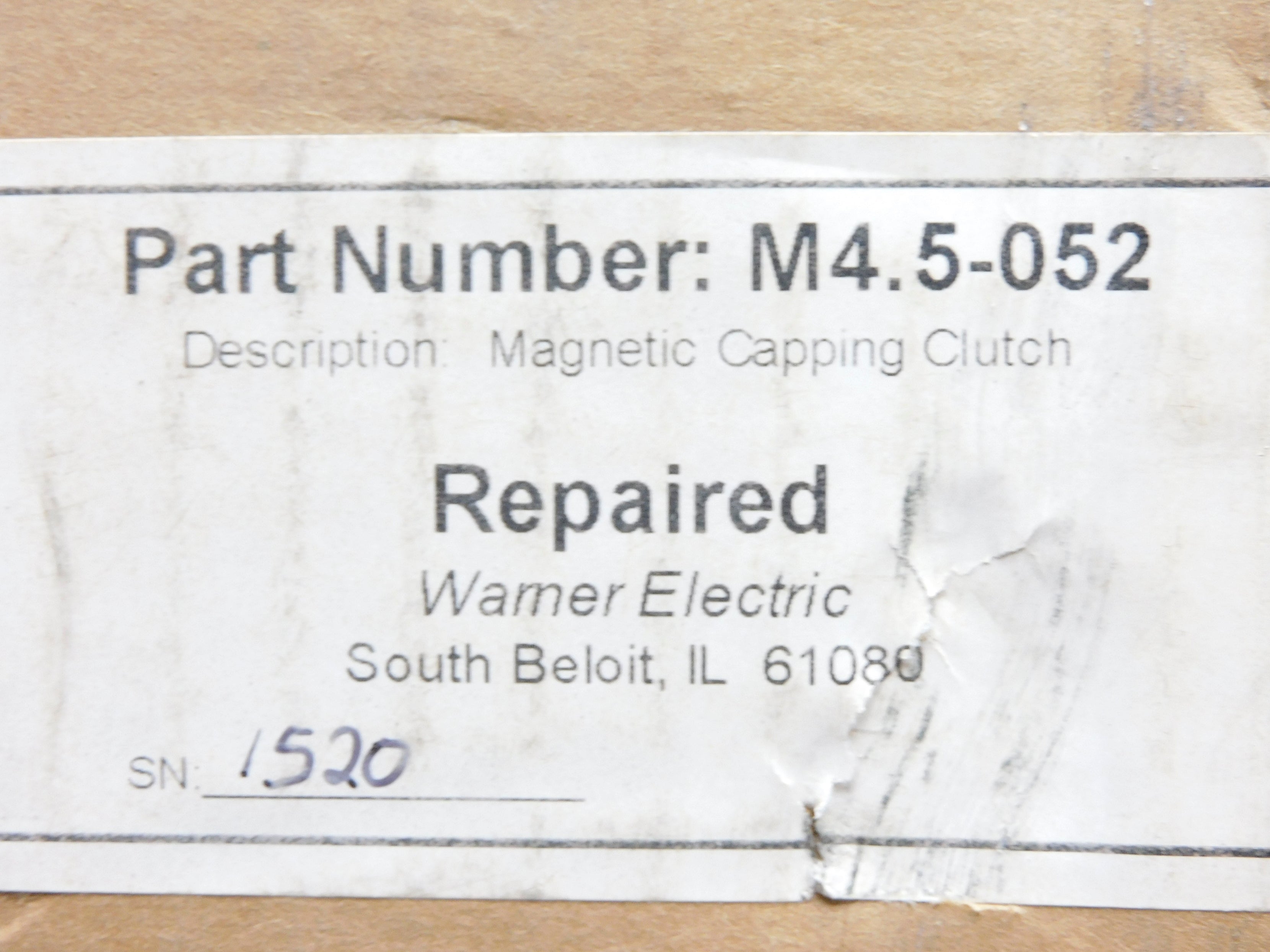 WARNER ELECTRIC M4.5-052 (AS PICTURED) REMAN