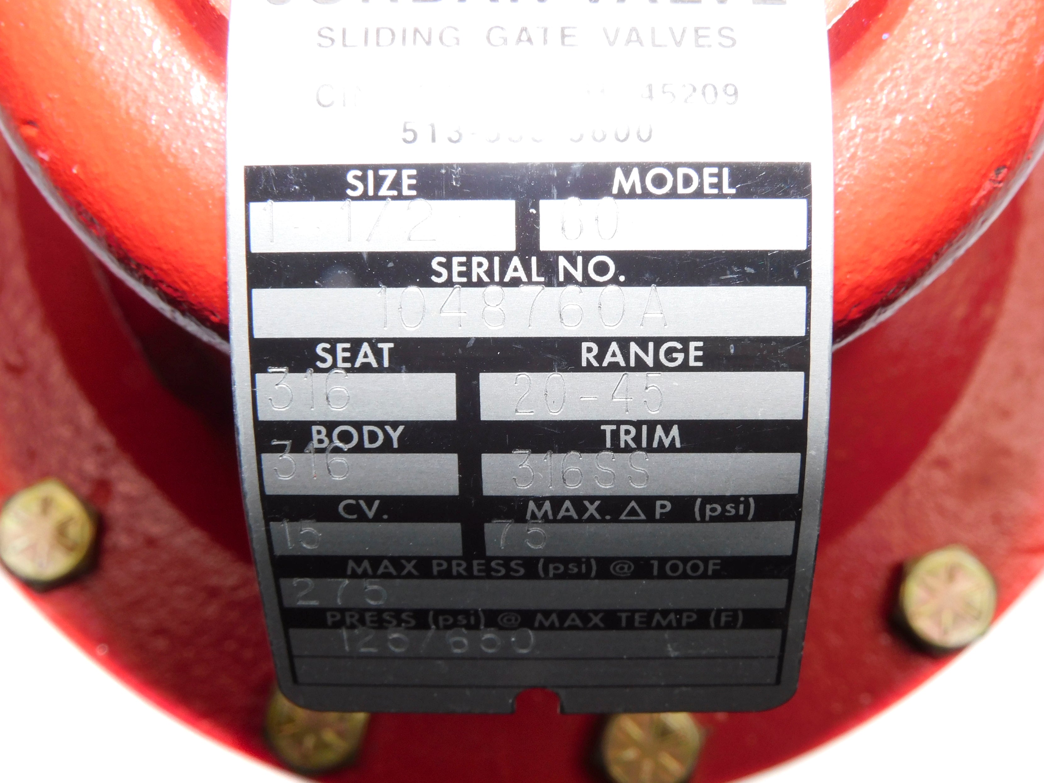 JORDAN VALVE 60 275PSI NSNP
