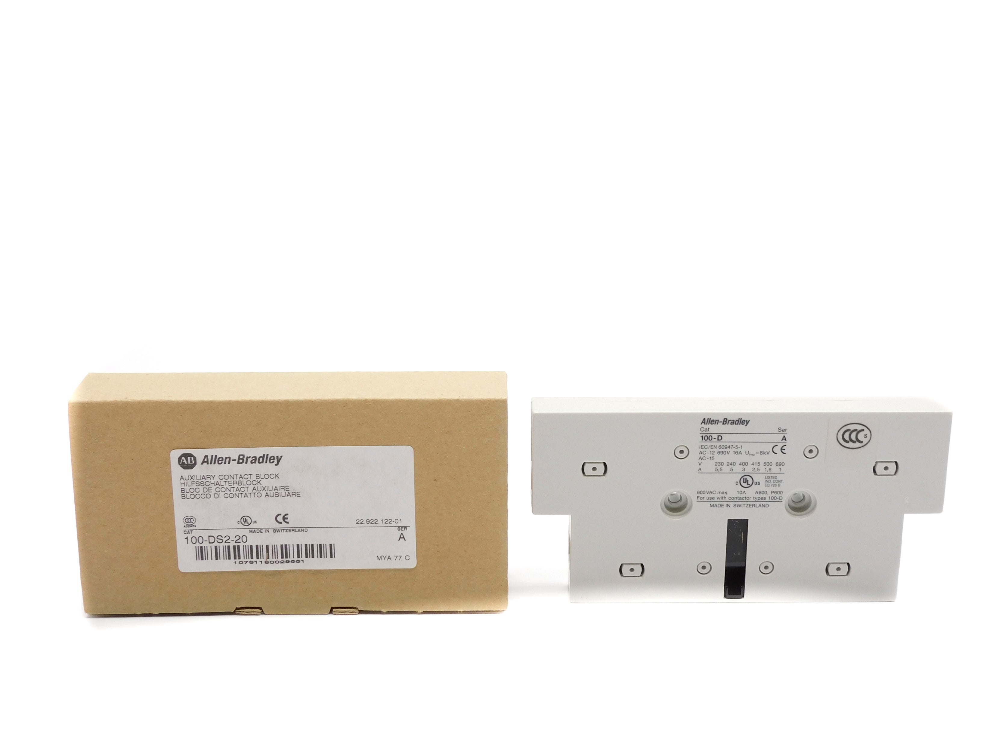 ALLEN BRADLEY 100-DS2-20 SER. A (BR/WH) NSMP