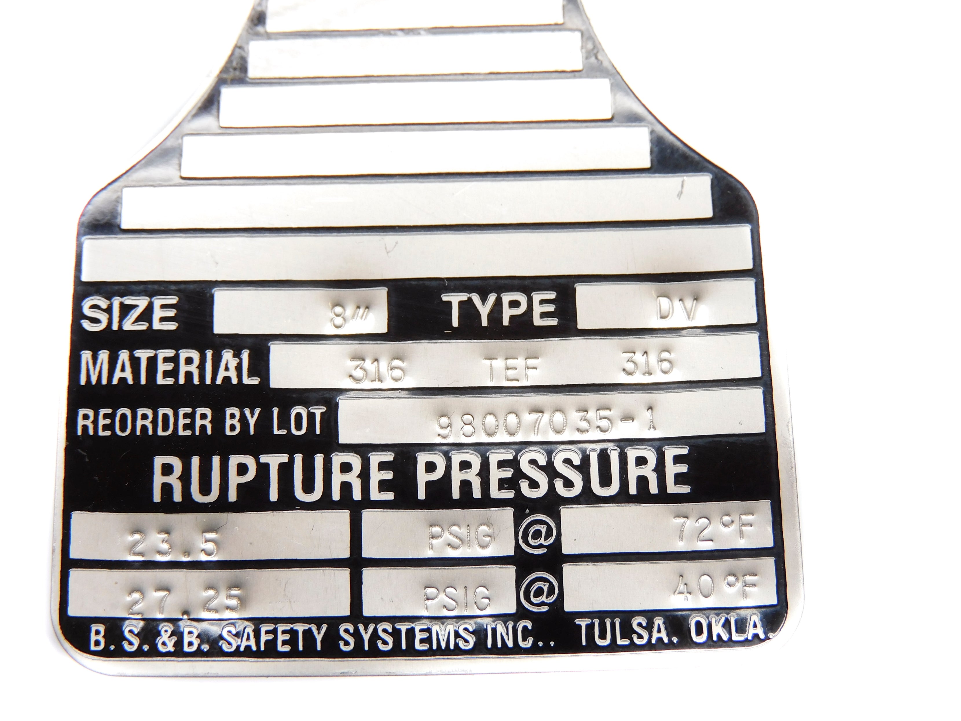 BS&B TYPE: DV 98007035-1 NSNP