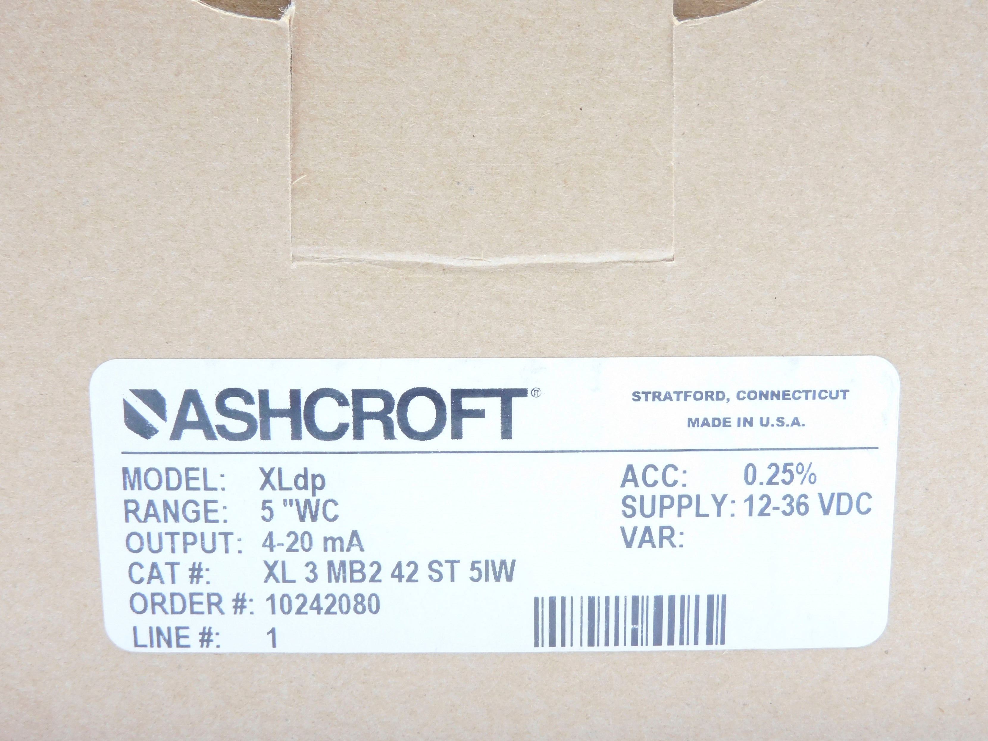 ASHCROFT XLdp XL3MB242ST5IW 5"WC NSMP