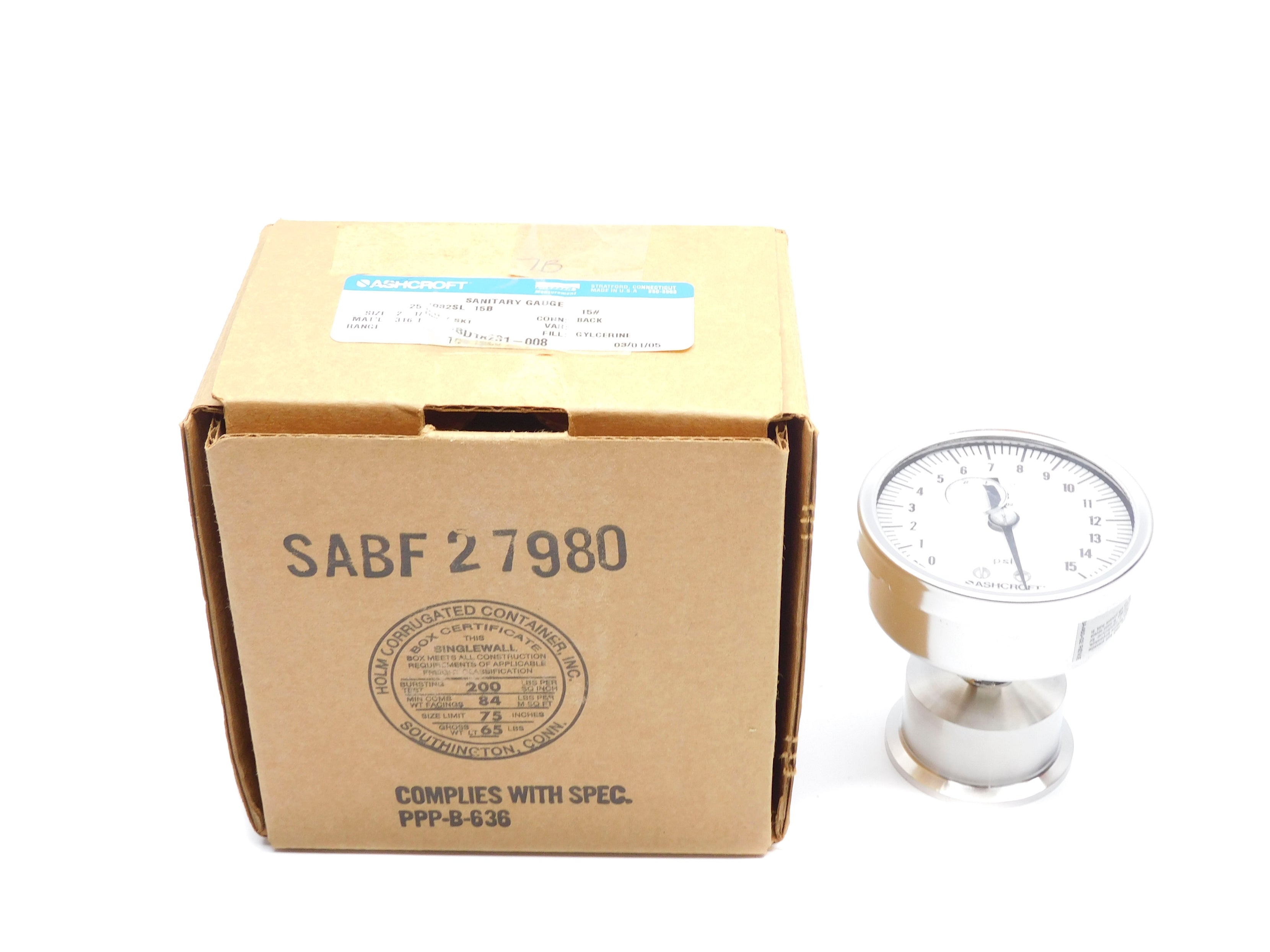 ASHCROFT 251032SL15B15 0-15PSI NSMP