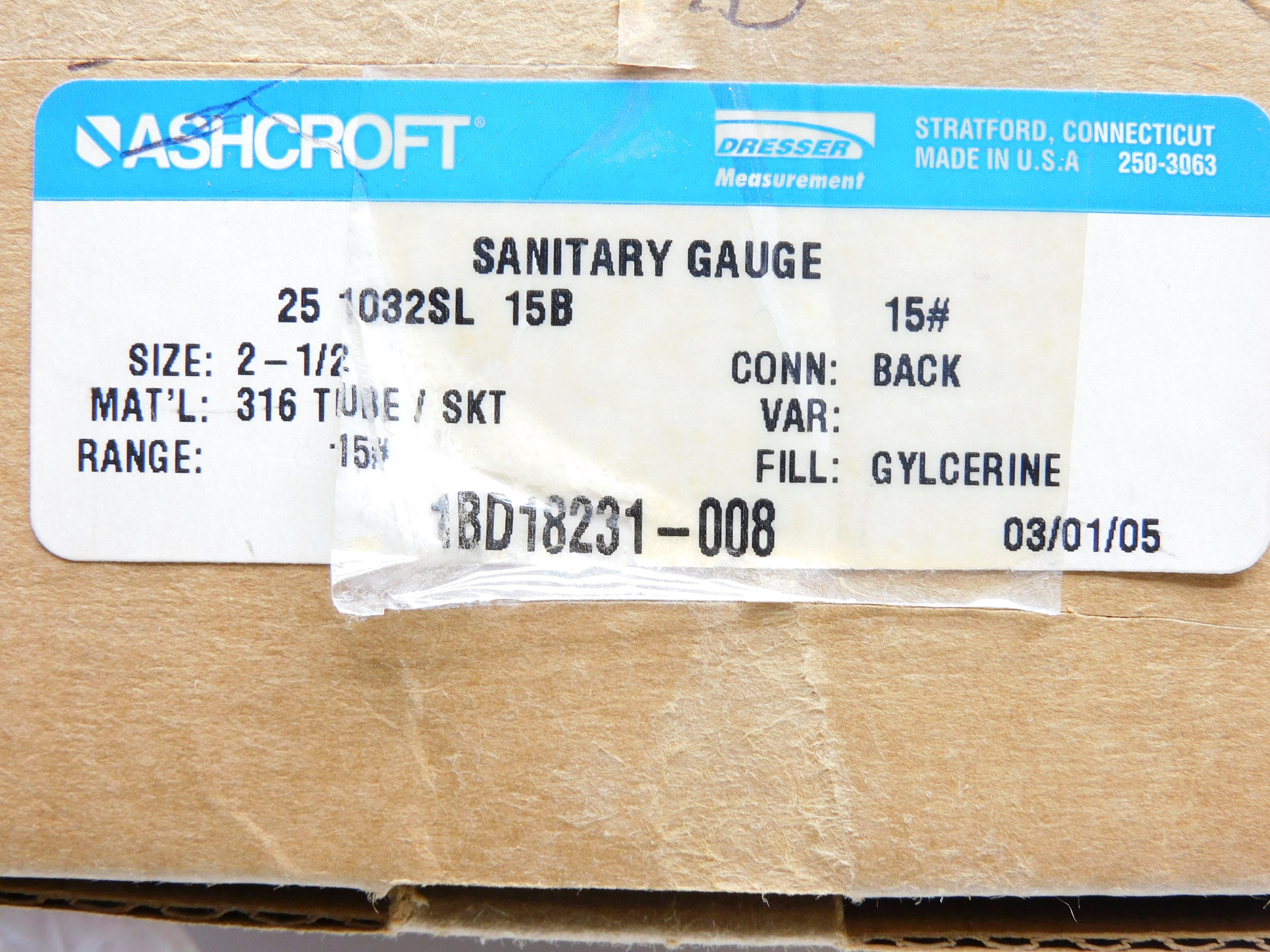 ASHCROFT 251032SL15B15 0-15PSI NSMP