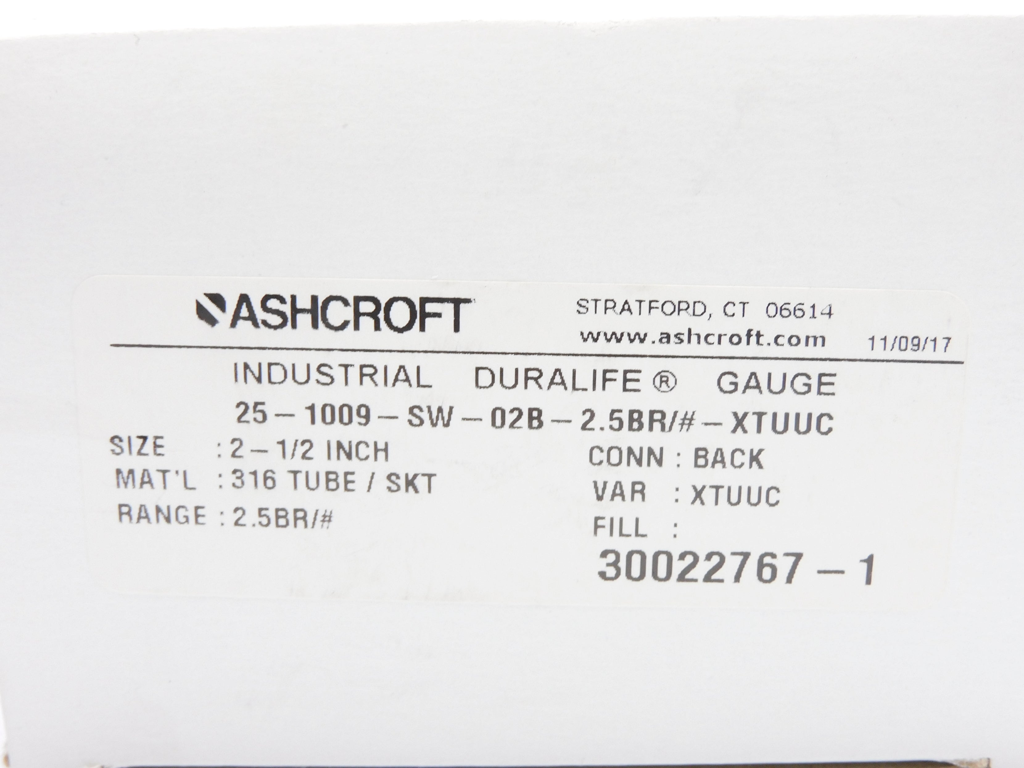 ASHCROFT 251009SW02B2.5BR-XTUUC 0-35PSI NSMP