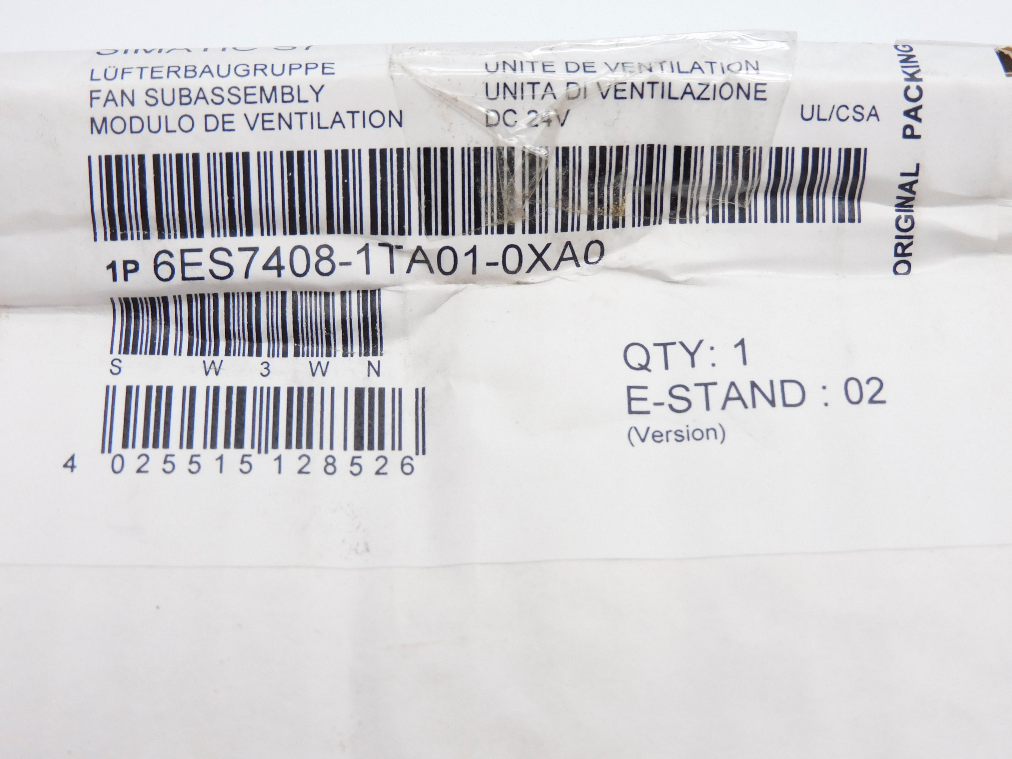 SIEMENS 6ES7408-1TA01-0XA0 (AS PICTURED) NSFS