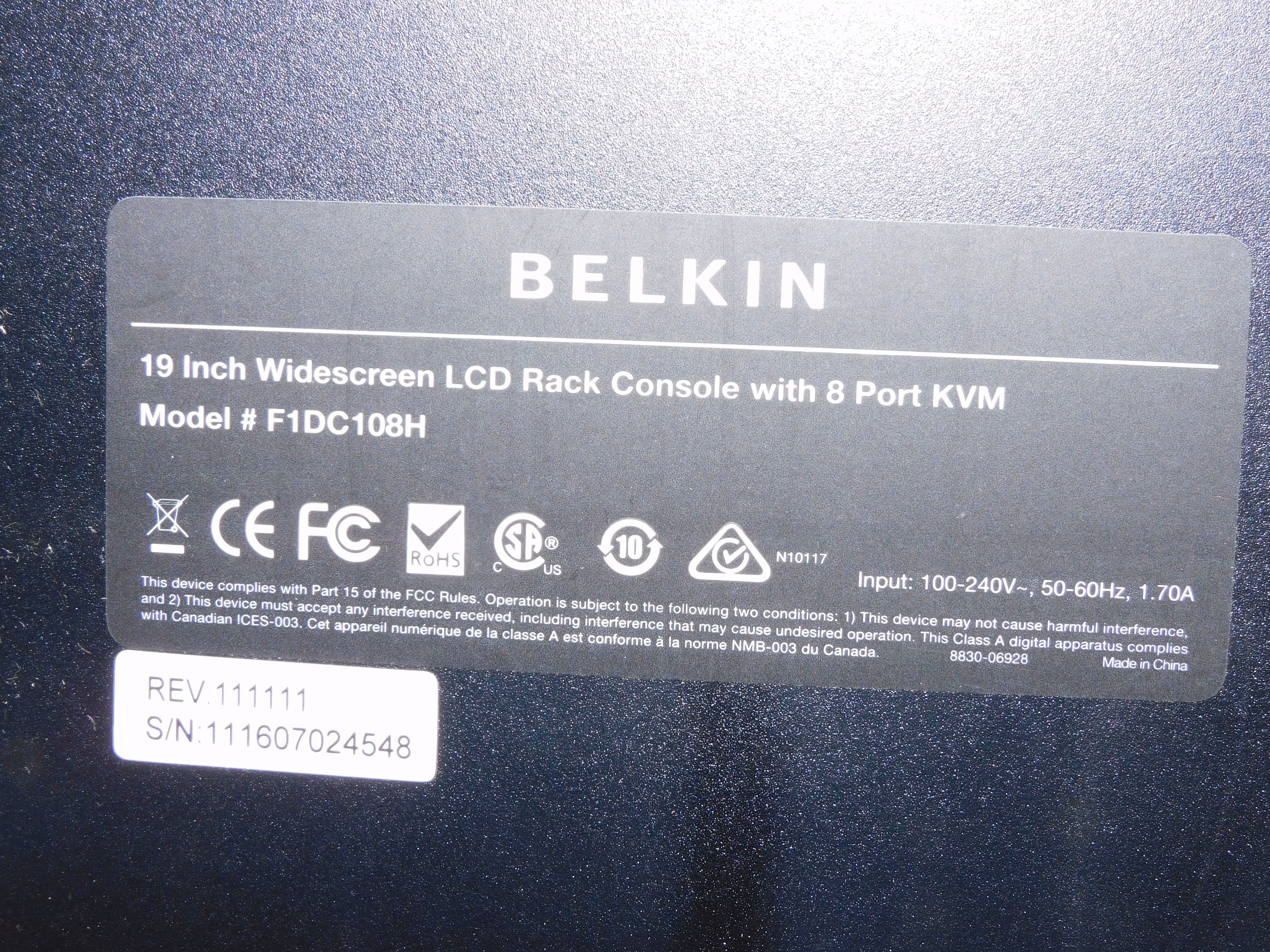 BELKIN F1DC108H 19" UNMP