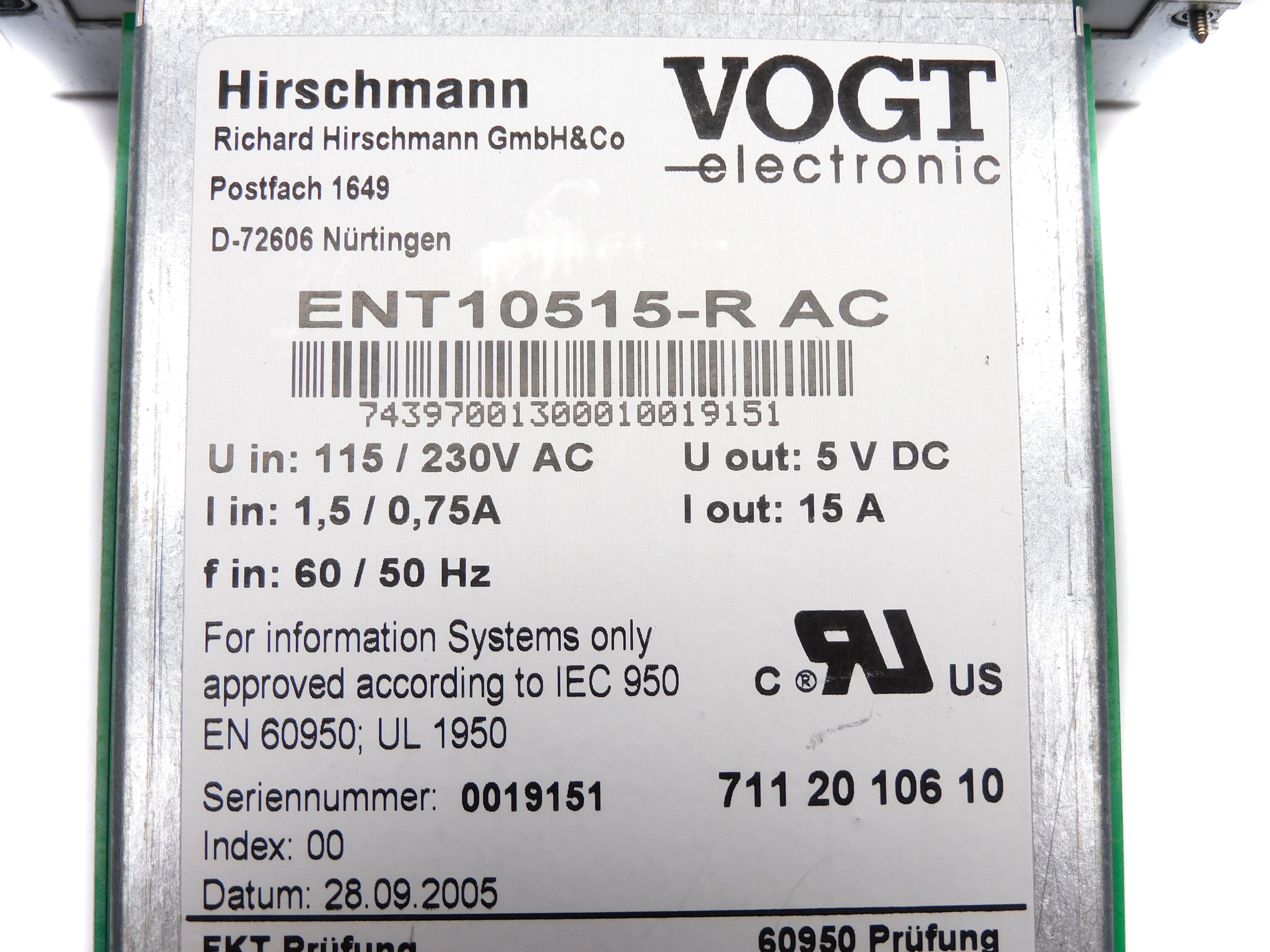 HIRSCHMANN ENT10515-RAC 743970-213 NSMP