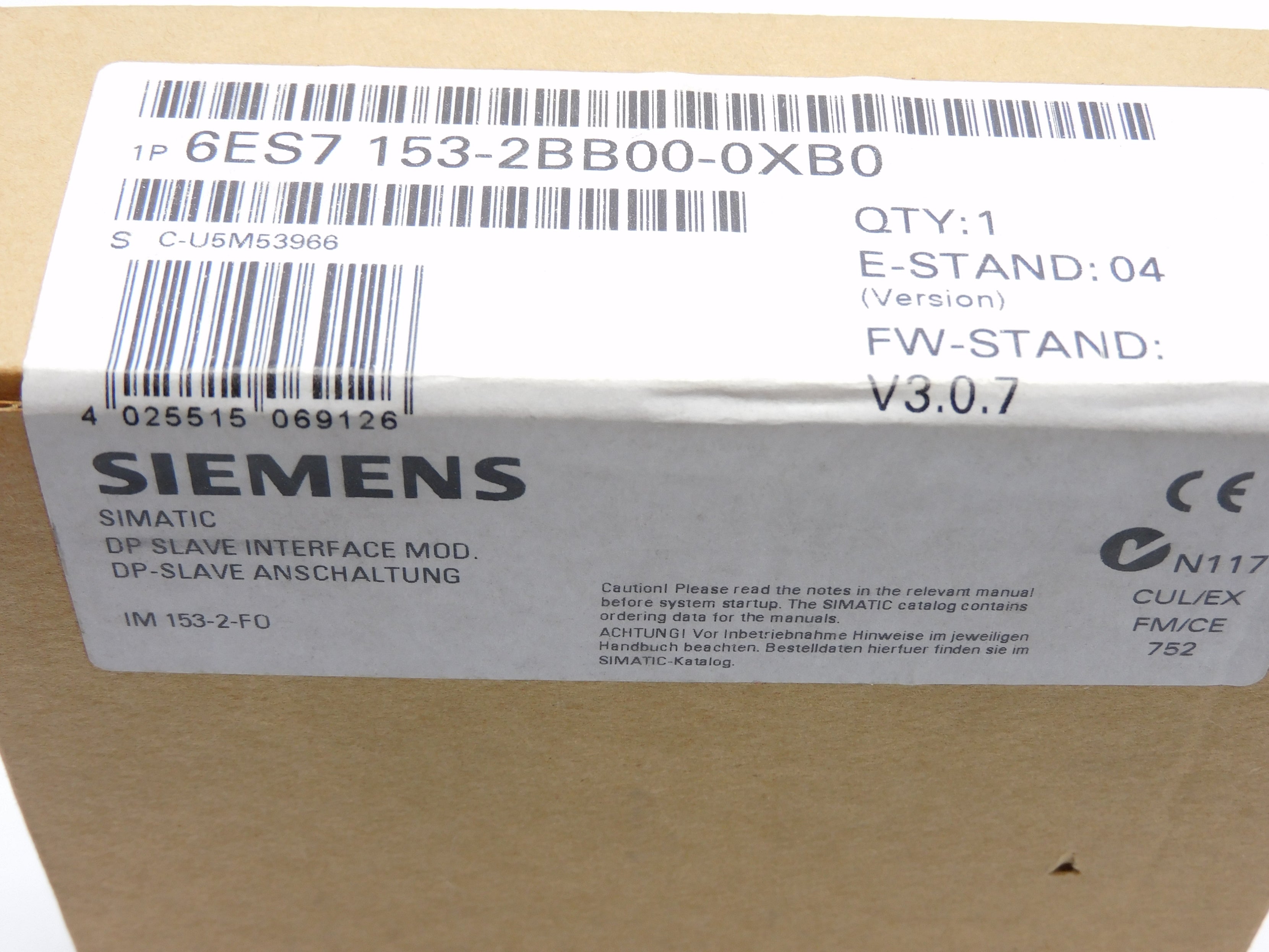SIEMENS 6ES7153-2BB00-0XB0 NSFS