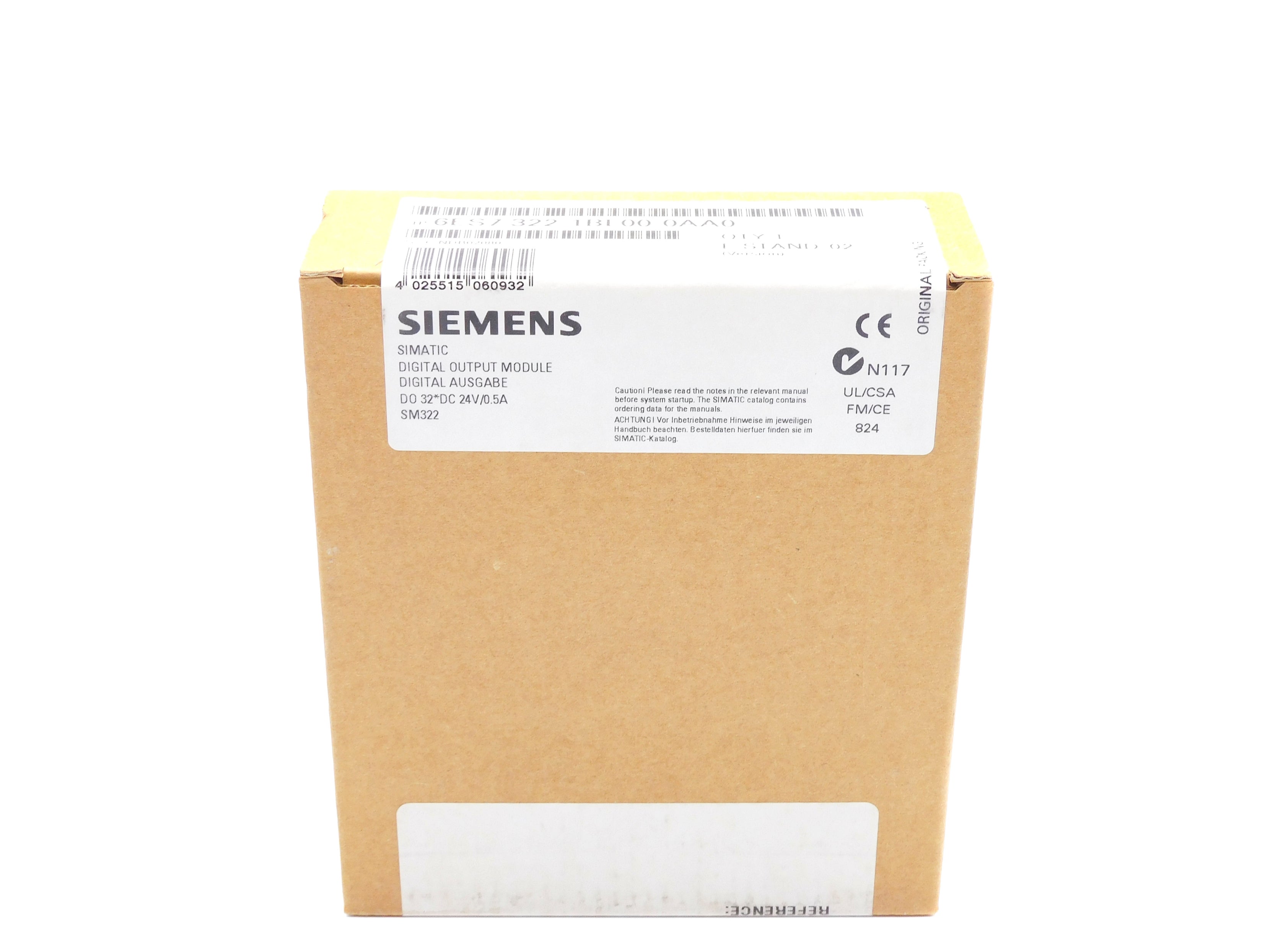 SIEMENS 6ES7322-1BL00-0AA0 24VDC 0.5A NSFS