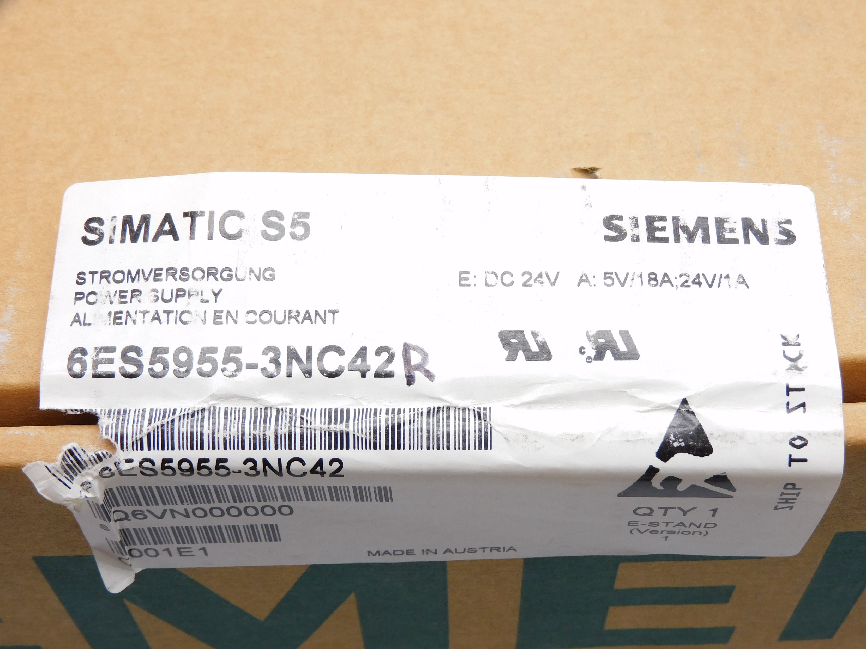 SIEMENS 6ES5955-3NC42 F/W 1 24VDC 18A NSMP