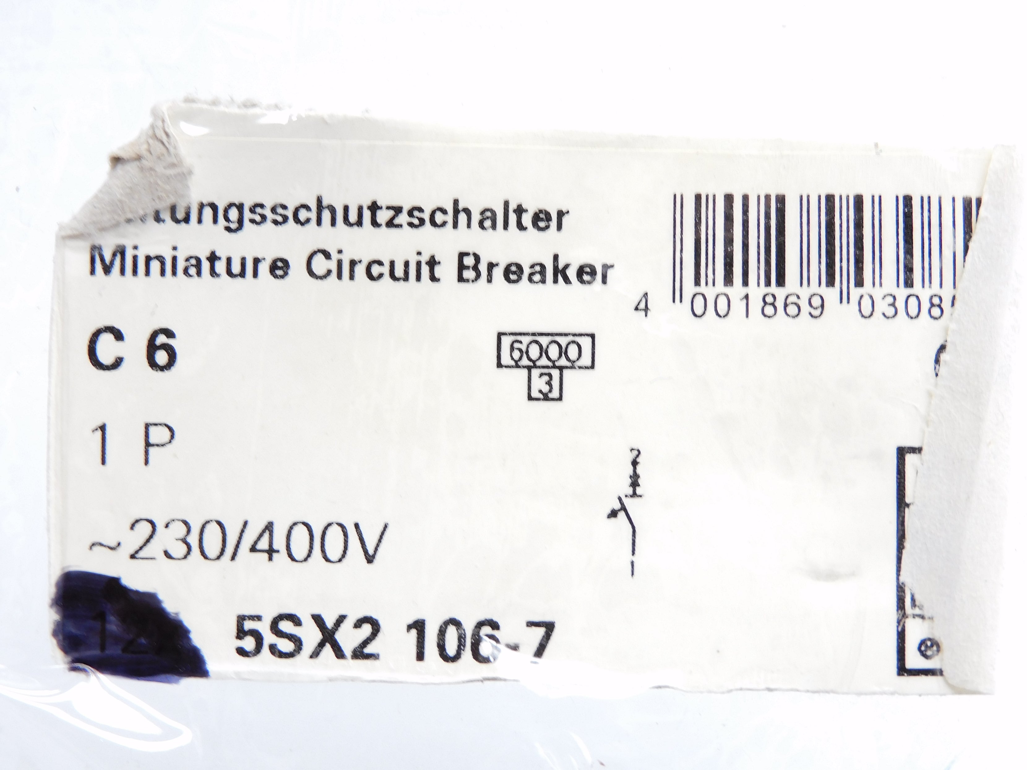 SIEMENS 5SX2106-7 6A 230/400V NSNP