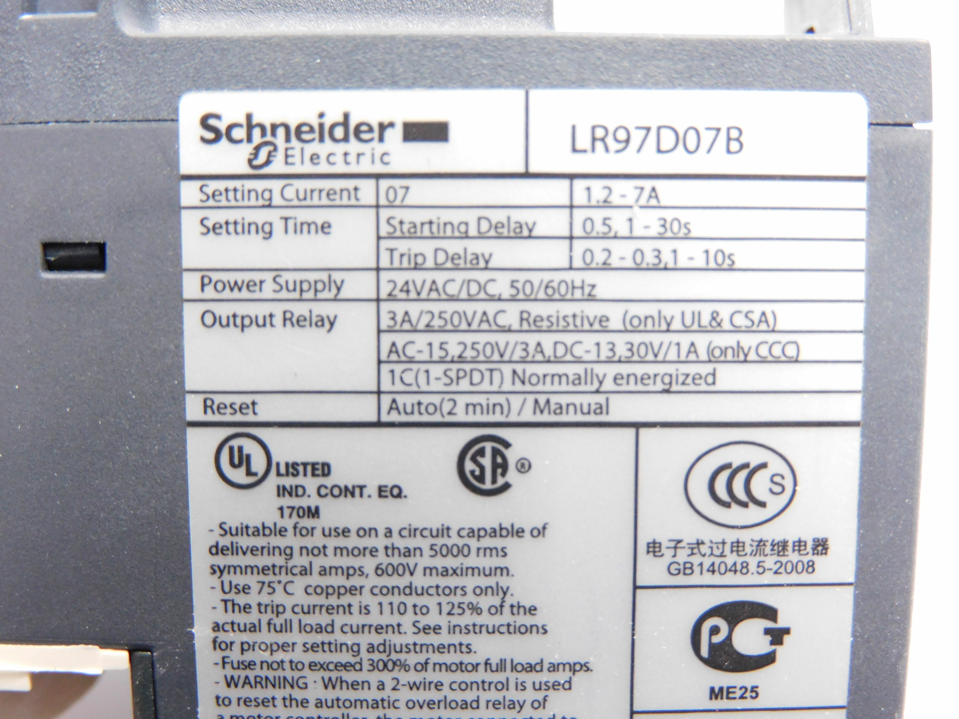 SCHNEIDER LR97D07B 24VAC/DC 1.2-7A NSMP