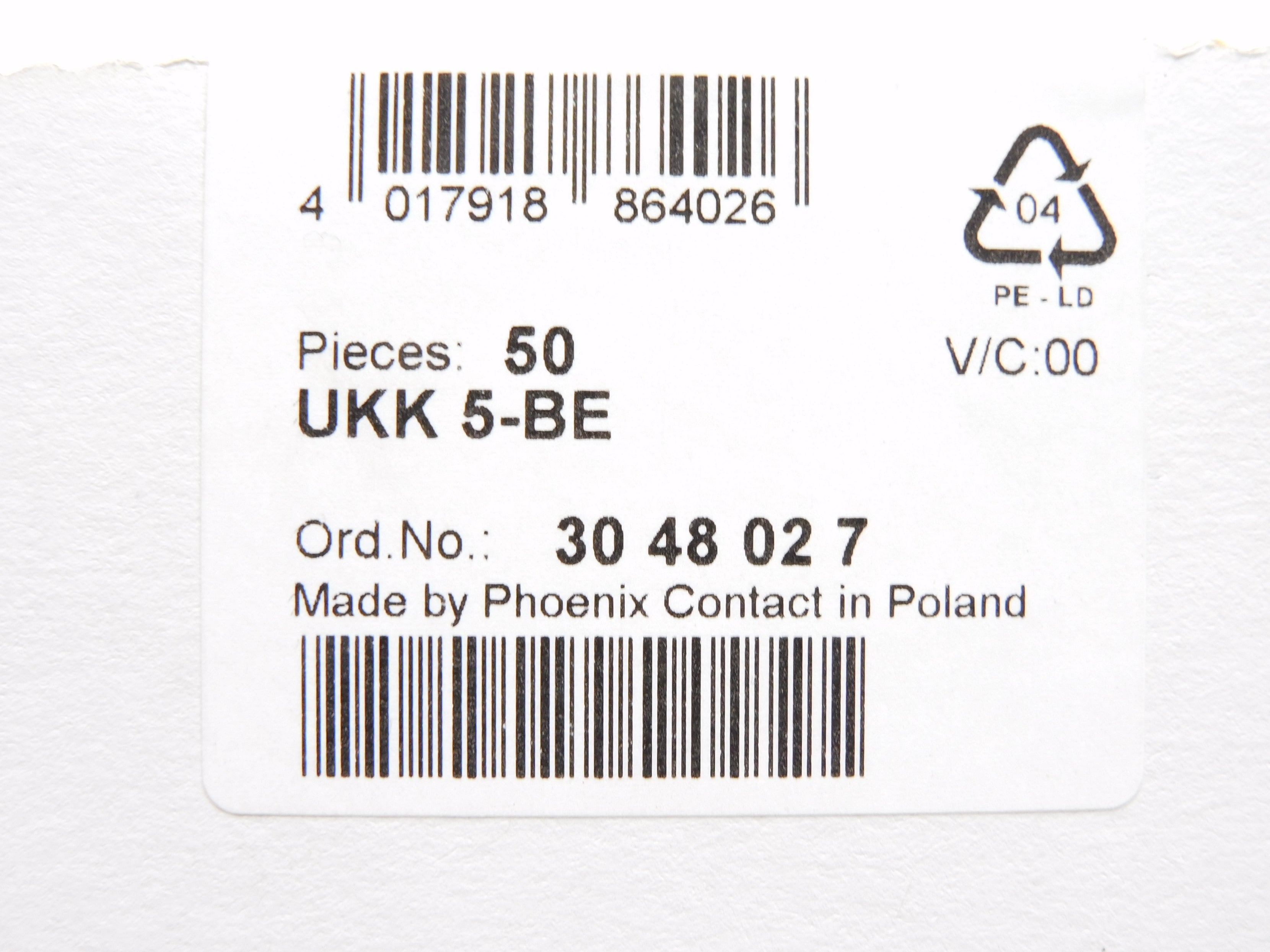 PHOENIX CONTACT UKK5-BE (PKG OF 50) NSFS