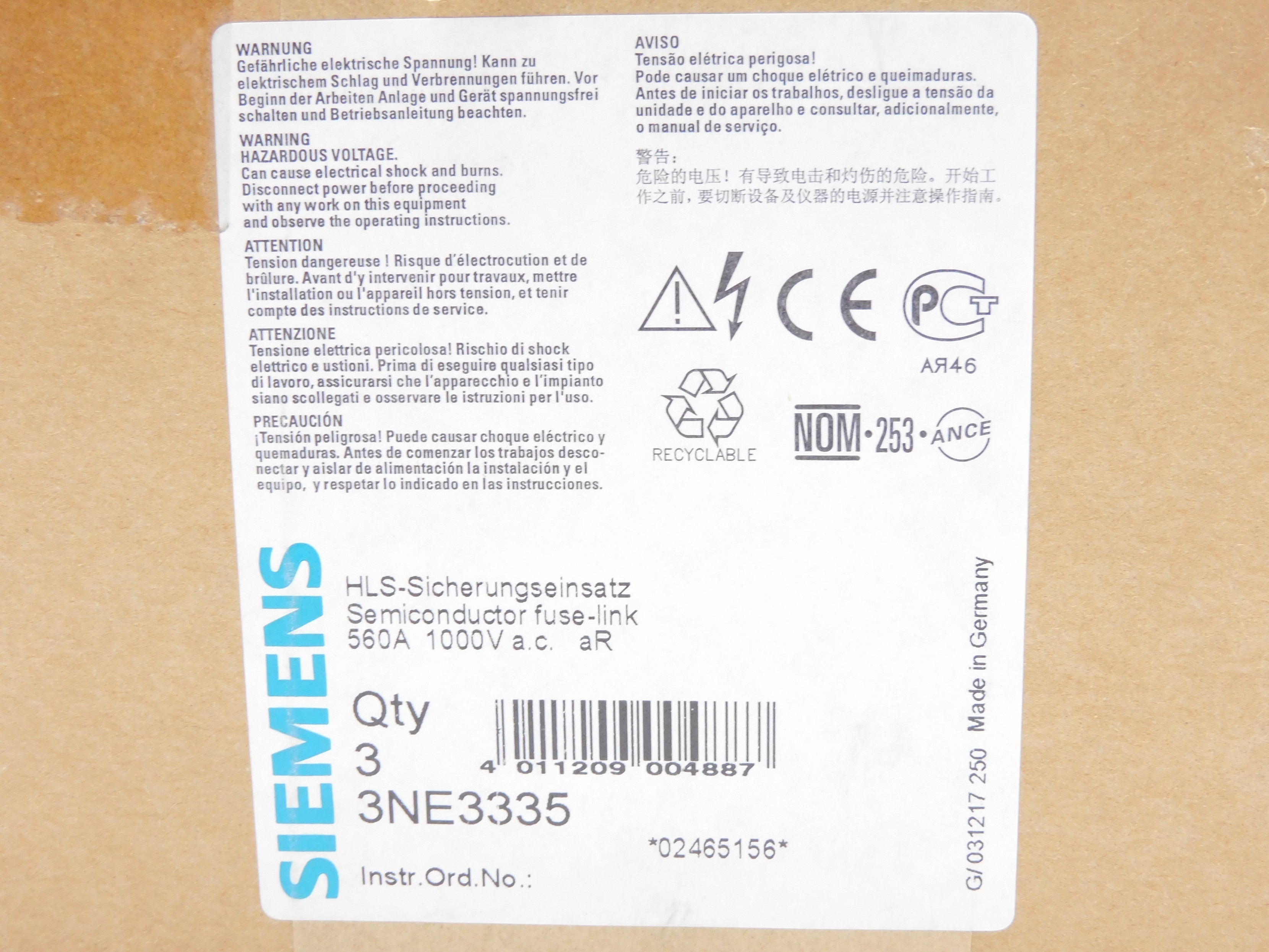 SIEMENS 3NE3335 (PKG OF 3) NSFS