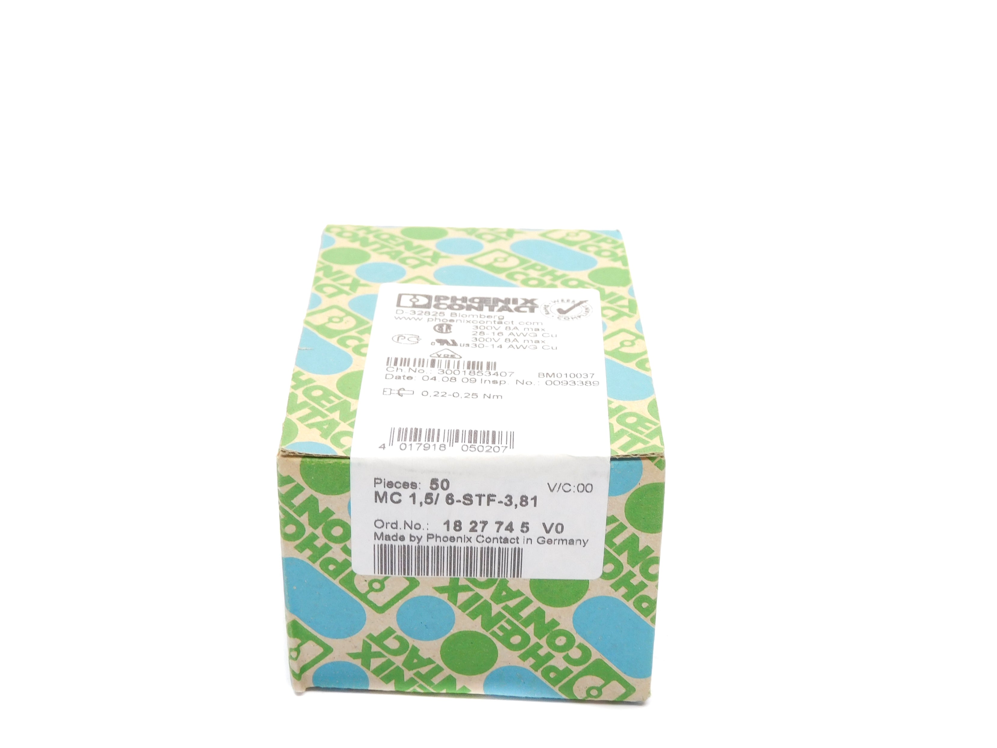 PHOENIX CONTACT MC1,5/6-STF-3,81 (PKG OF 50) NSFS
