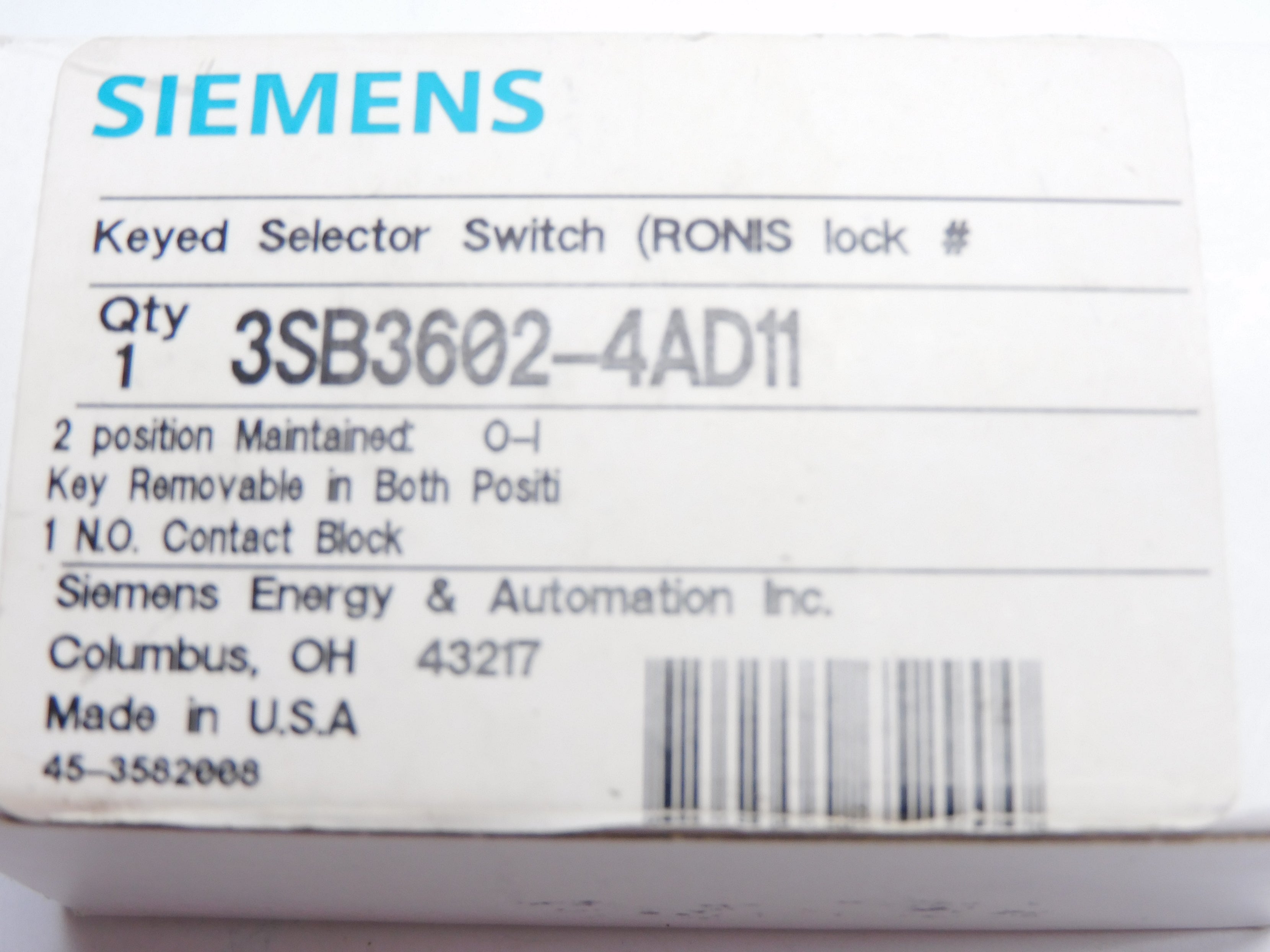 SIEMENS 3SB3602-4AD11 NSMP