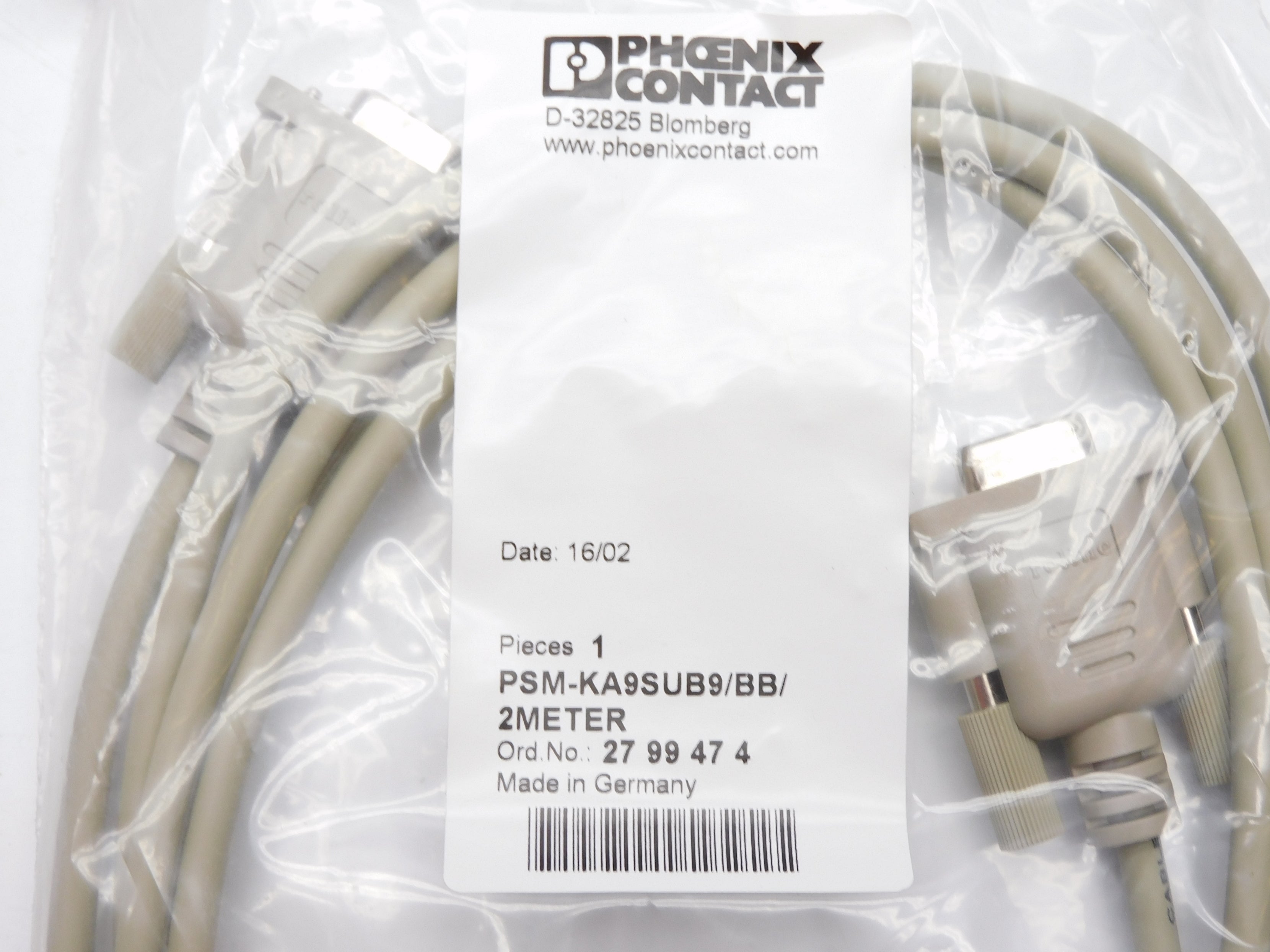PHOENIX CONTACT PSM-KA9SUB9/BB/2METER NSMP