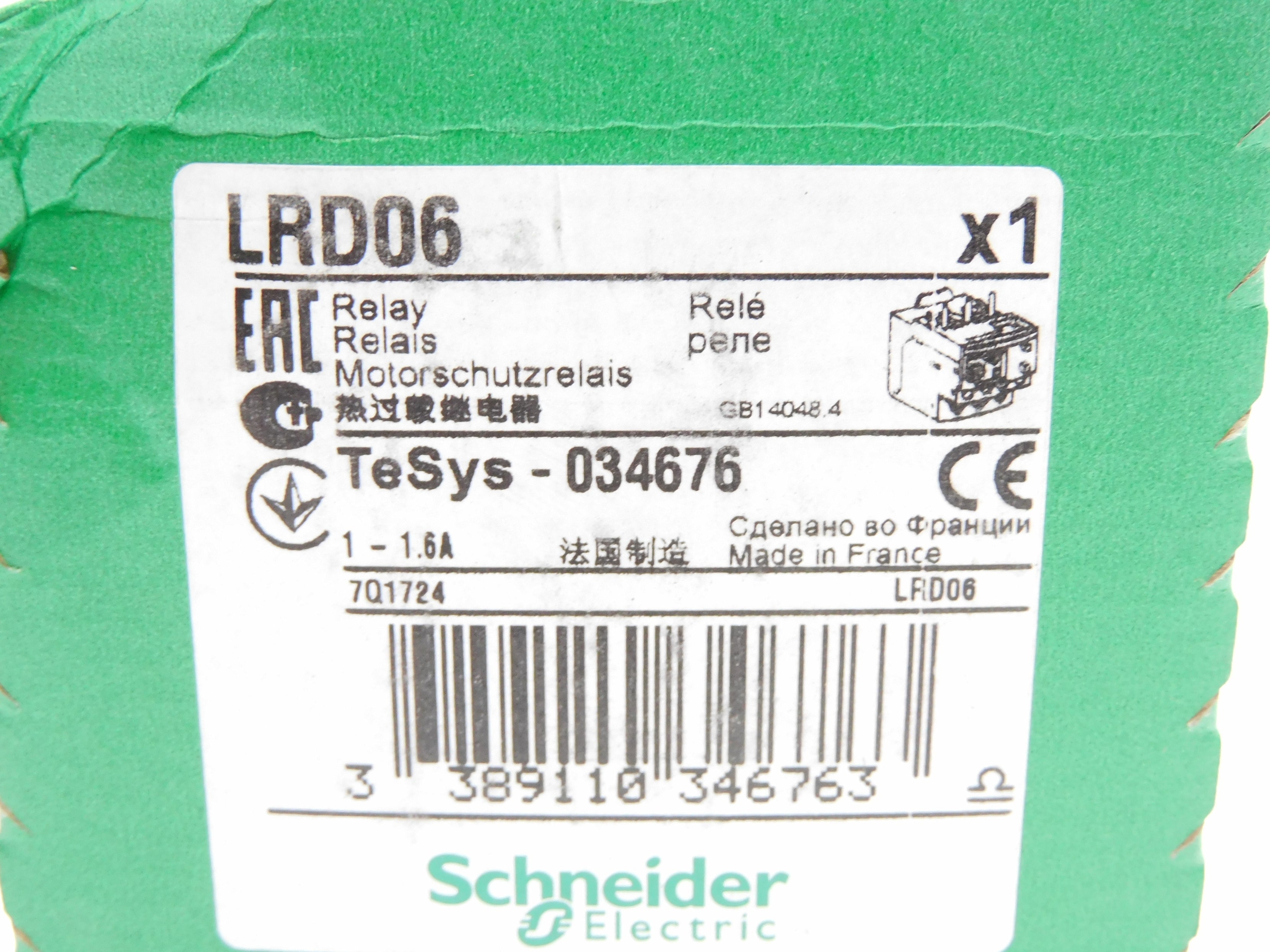 SCHNEIDER ELECTRIC LRD06 1-1.6A NSFS