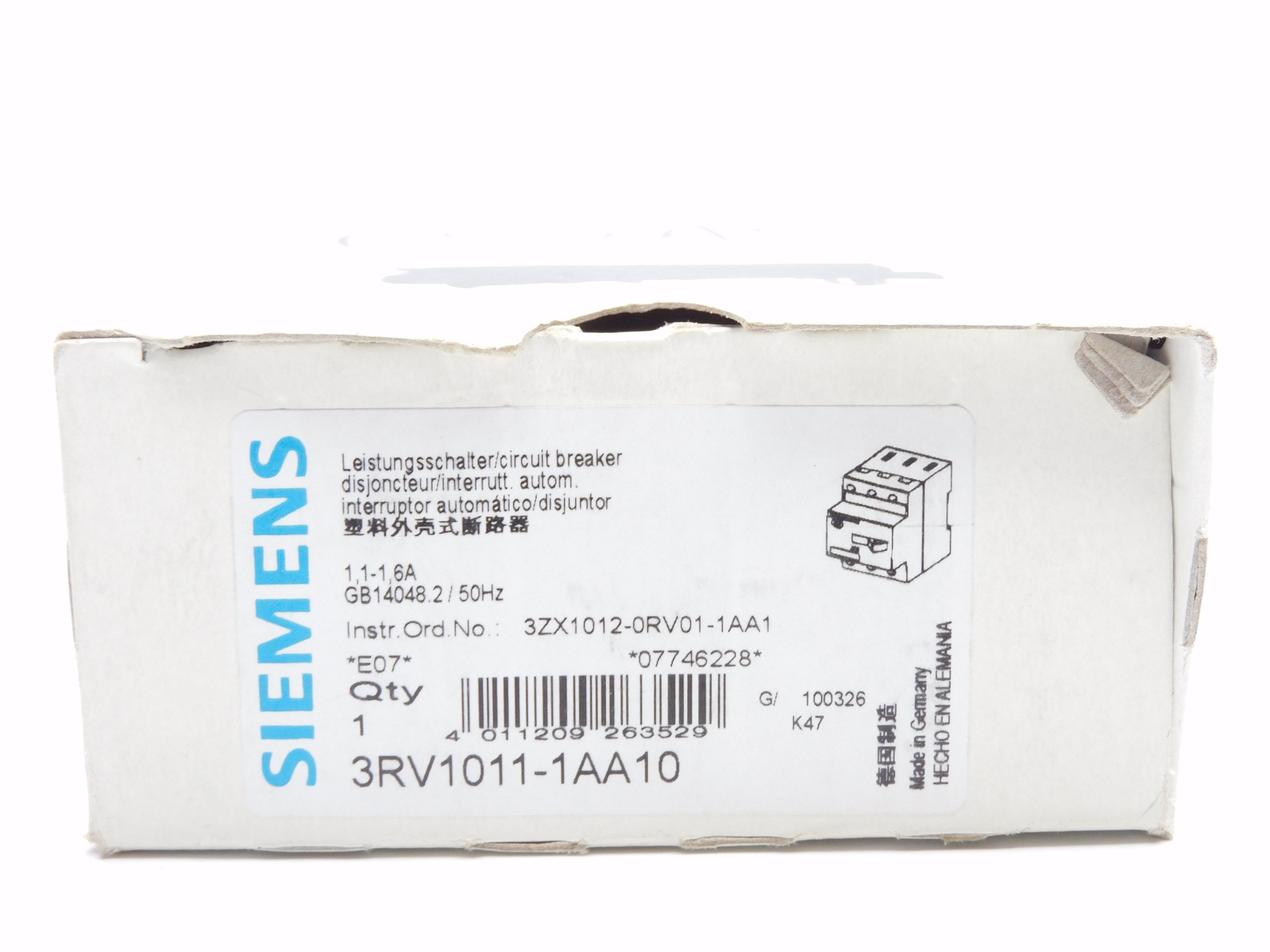 SIEMENS 3RV1011-1AA10 600V 1.1-1.6A NSMP