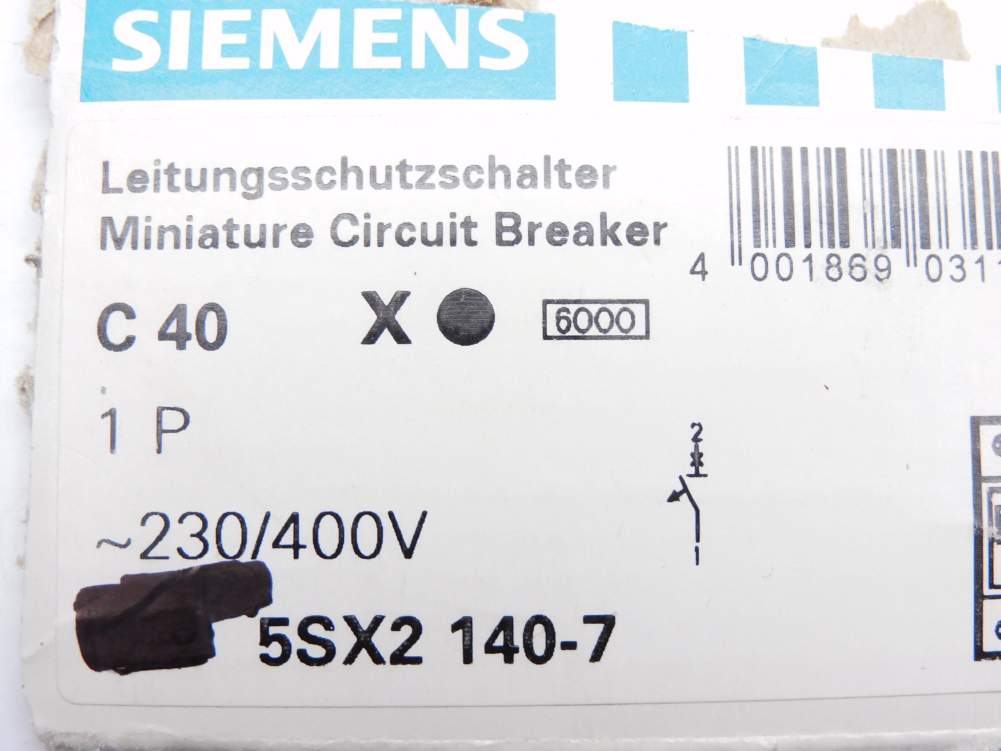 SIEMENS 5SX2-140-7 40A 230/400V NSNP