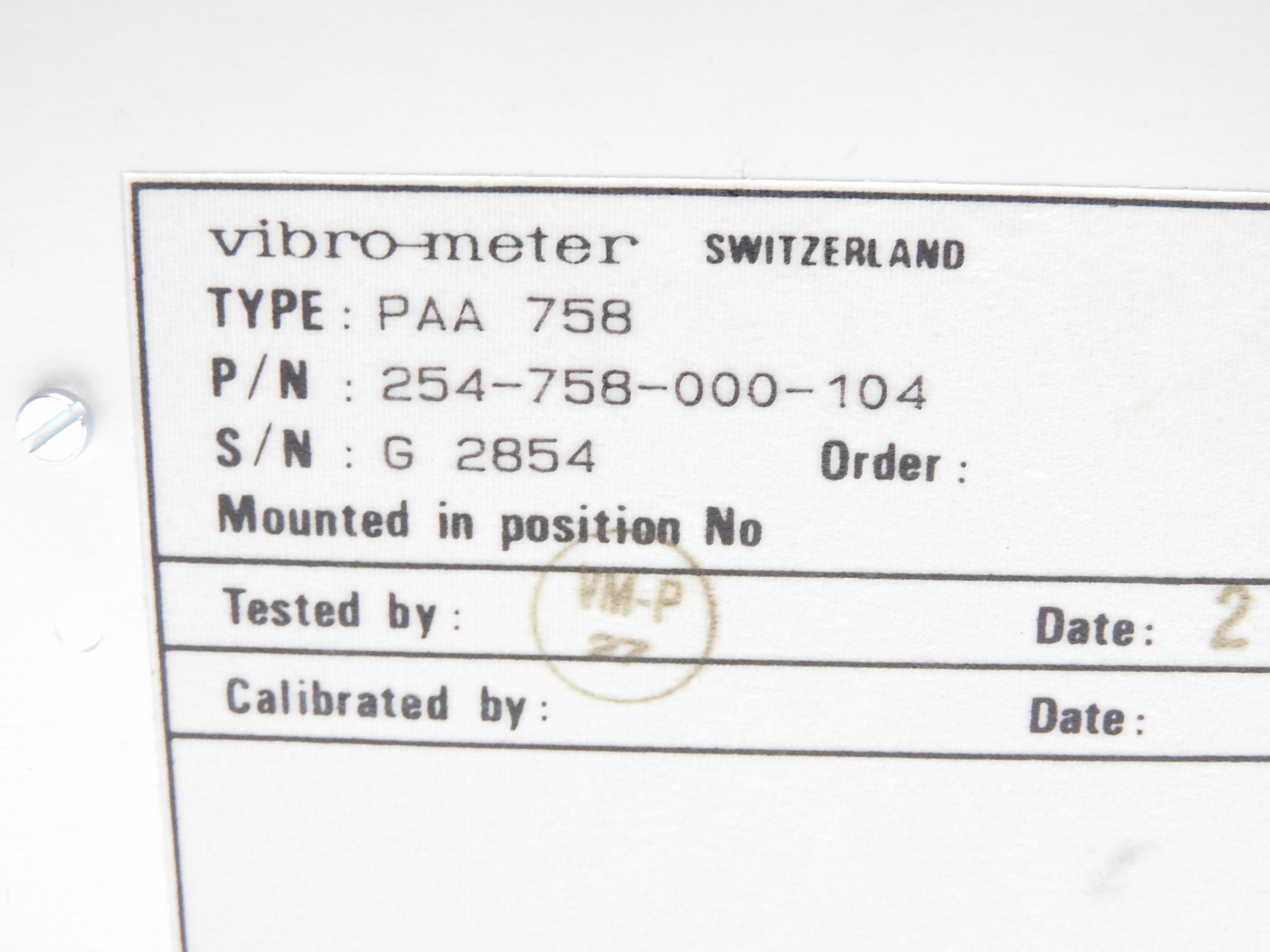 VIBRO-METER PAA758 NSNP